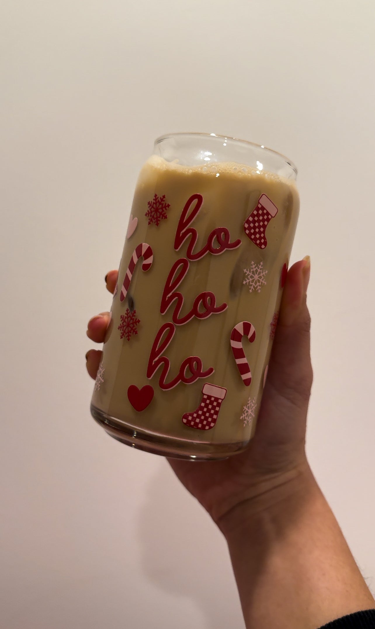 Ho Ho Ho Holiday Iced Coffee Glass
