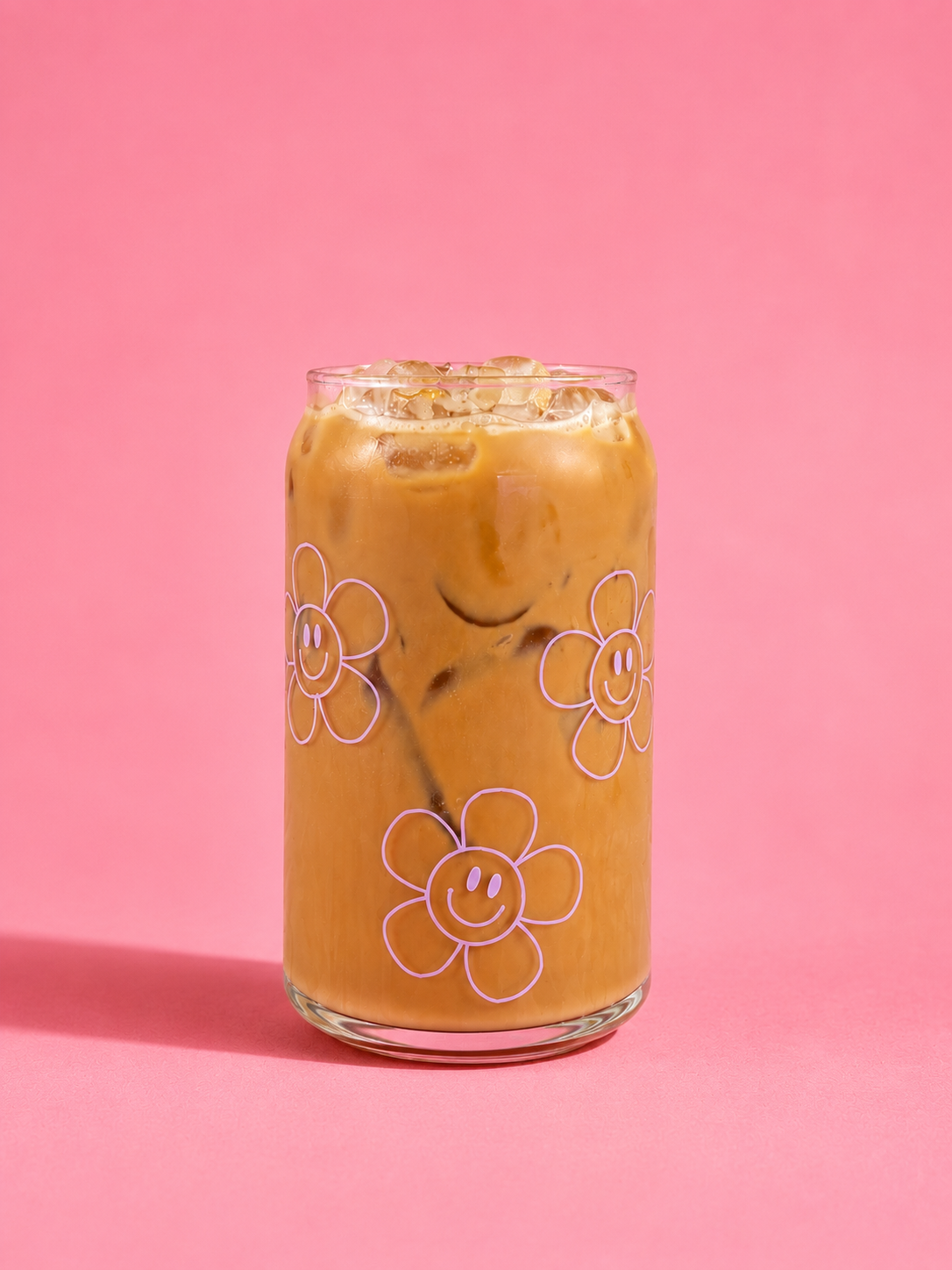 Smiley Face Flower Glass