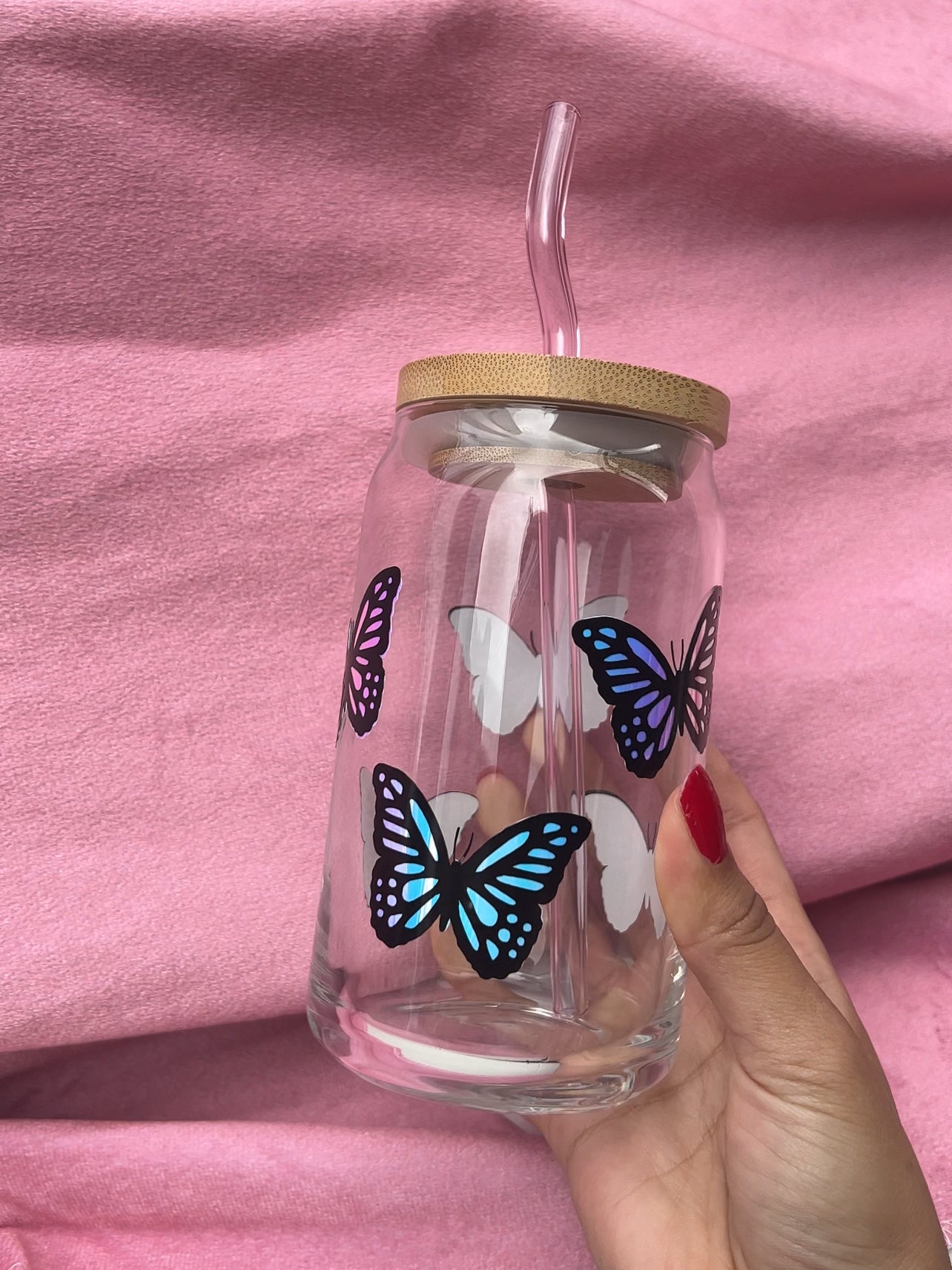 Butterfly Iced Coffee Glass
