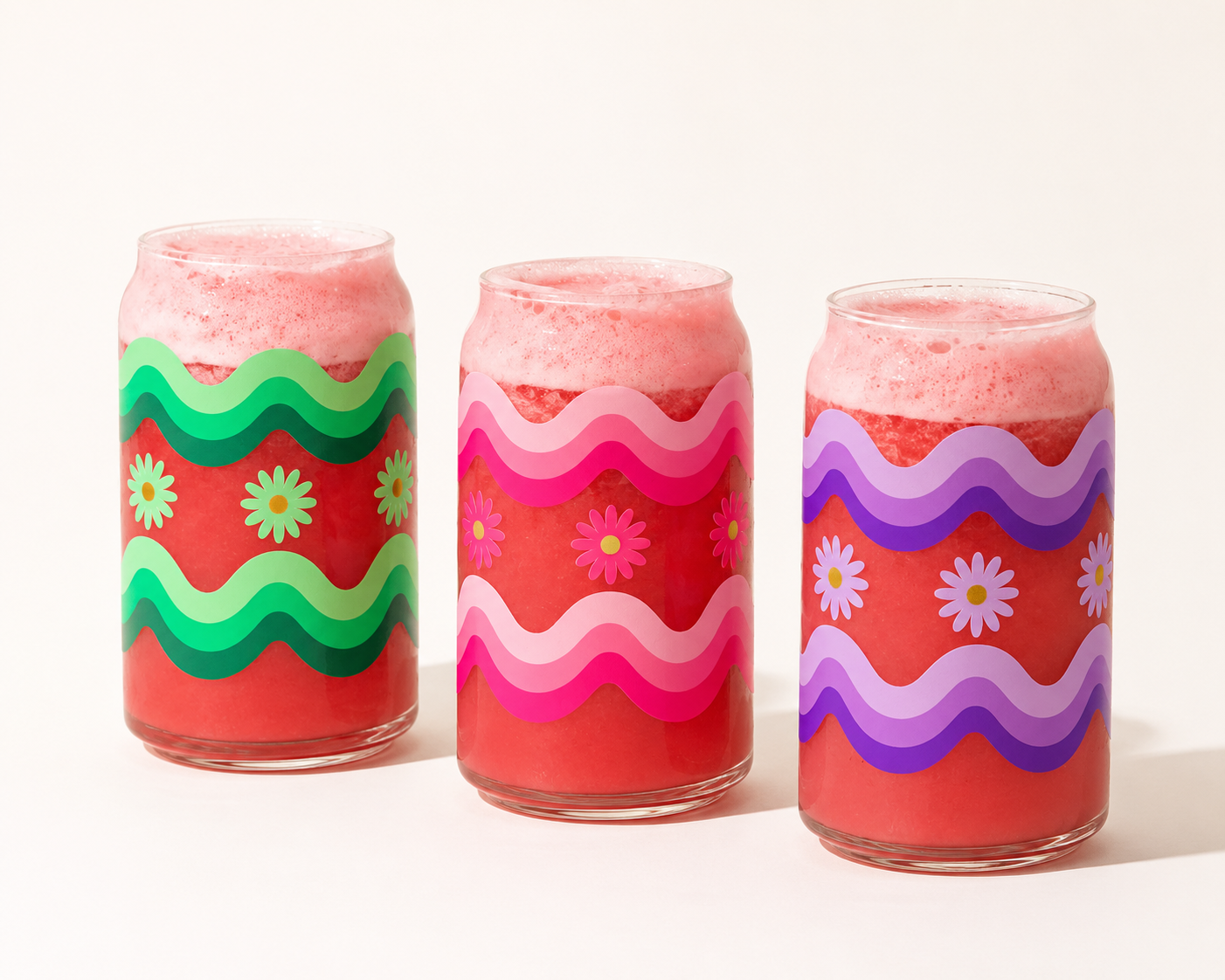 Daisy Squiggly Line Glass