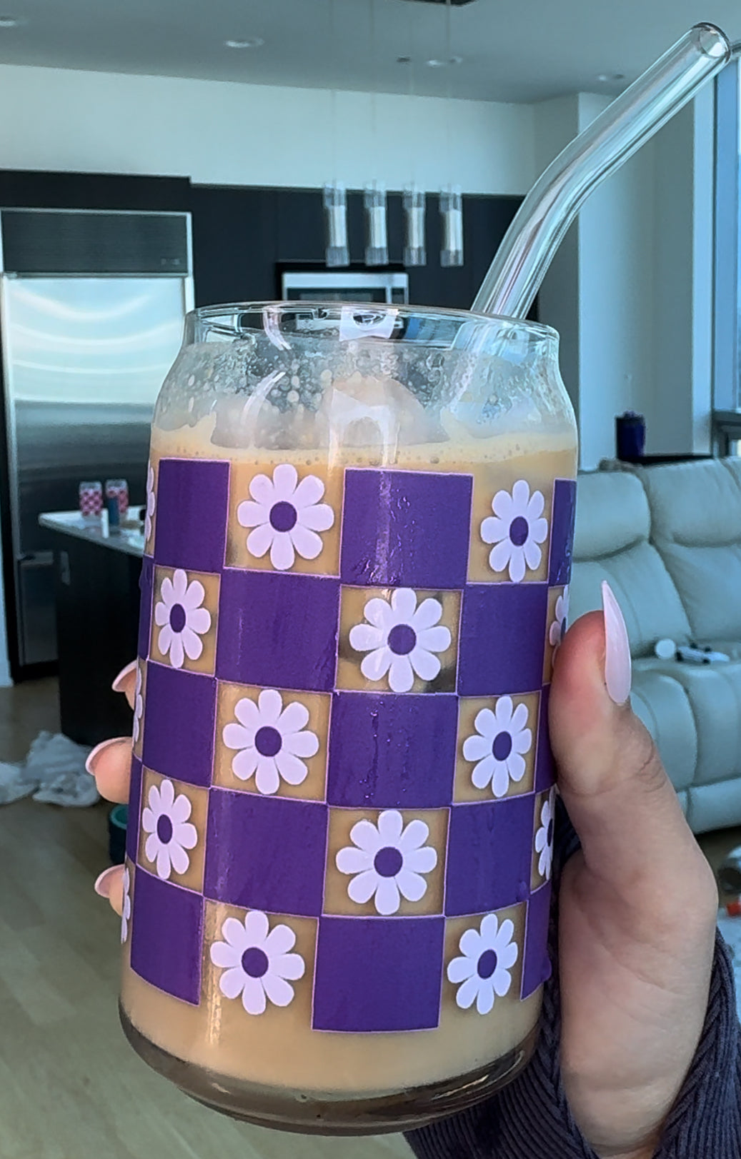 Flower Checked Glass