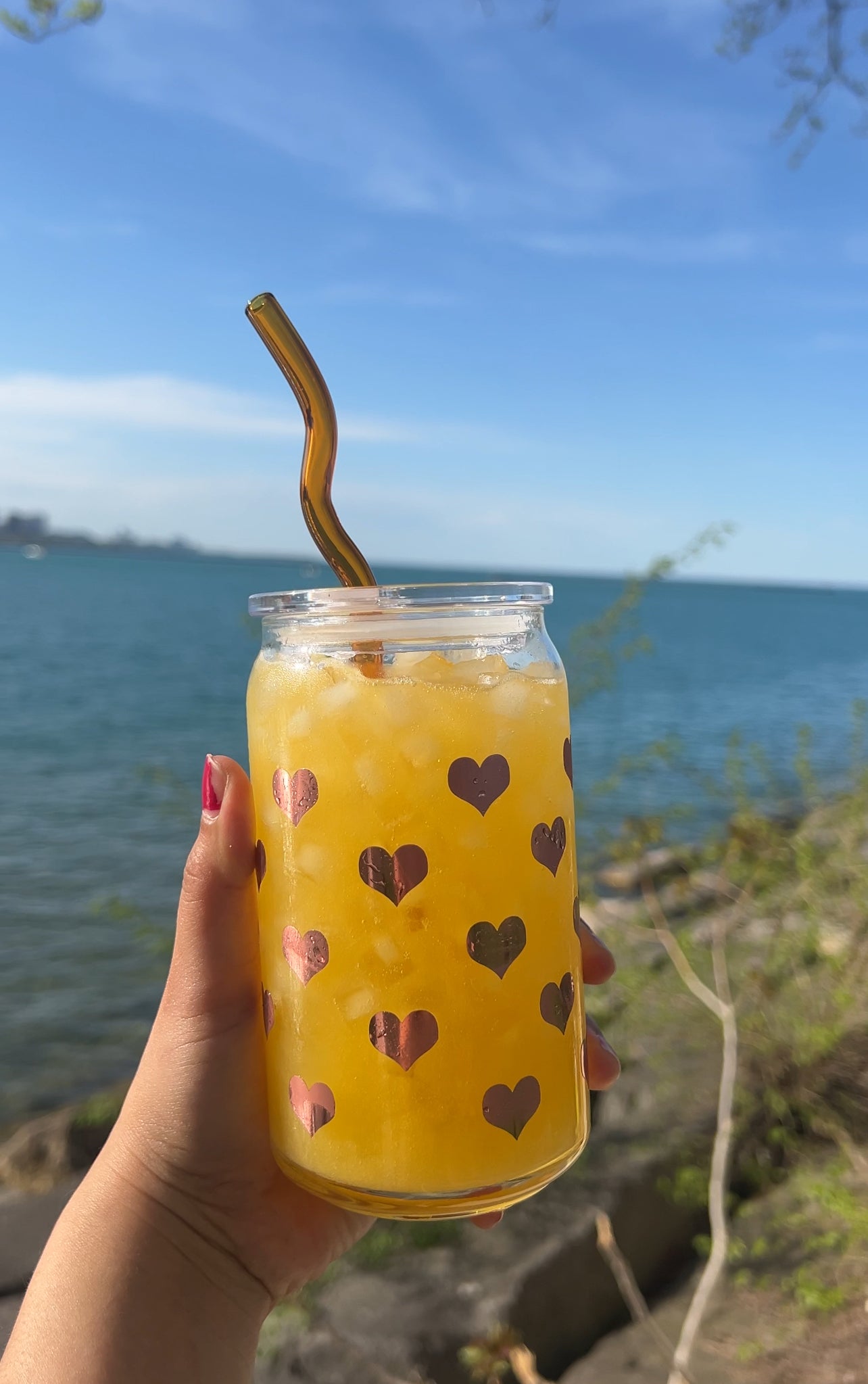 Heart Iced Coffee Glass or Mug
