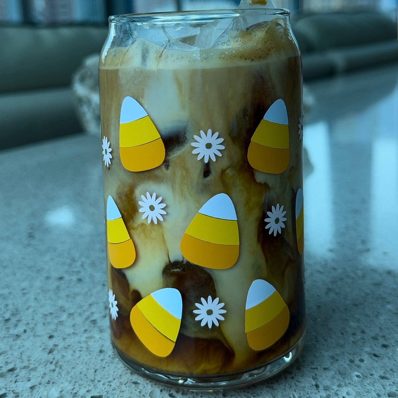 Candy Corn 16oz Glass