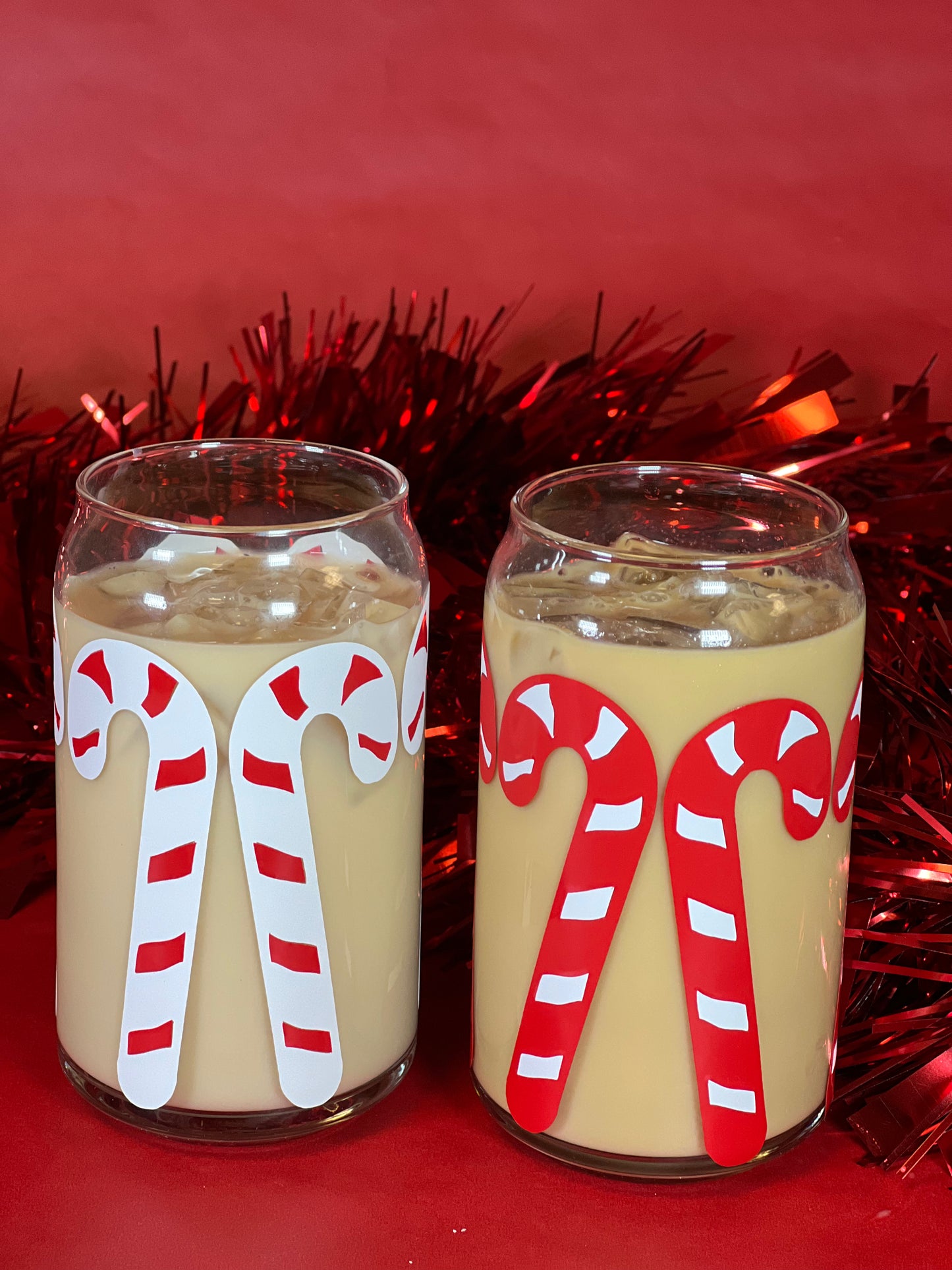 Large Candy Cane Cold Glass
