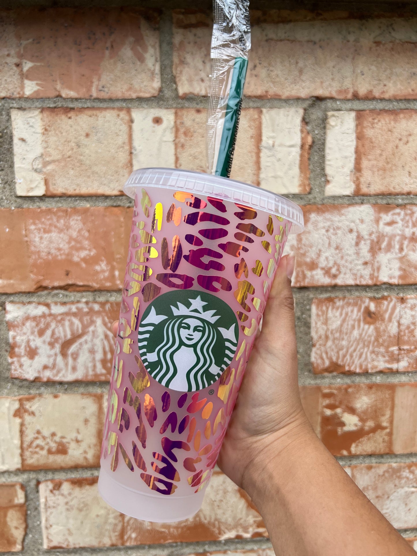 Holographic Cheetah Starbucks Tumbler