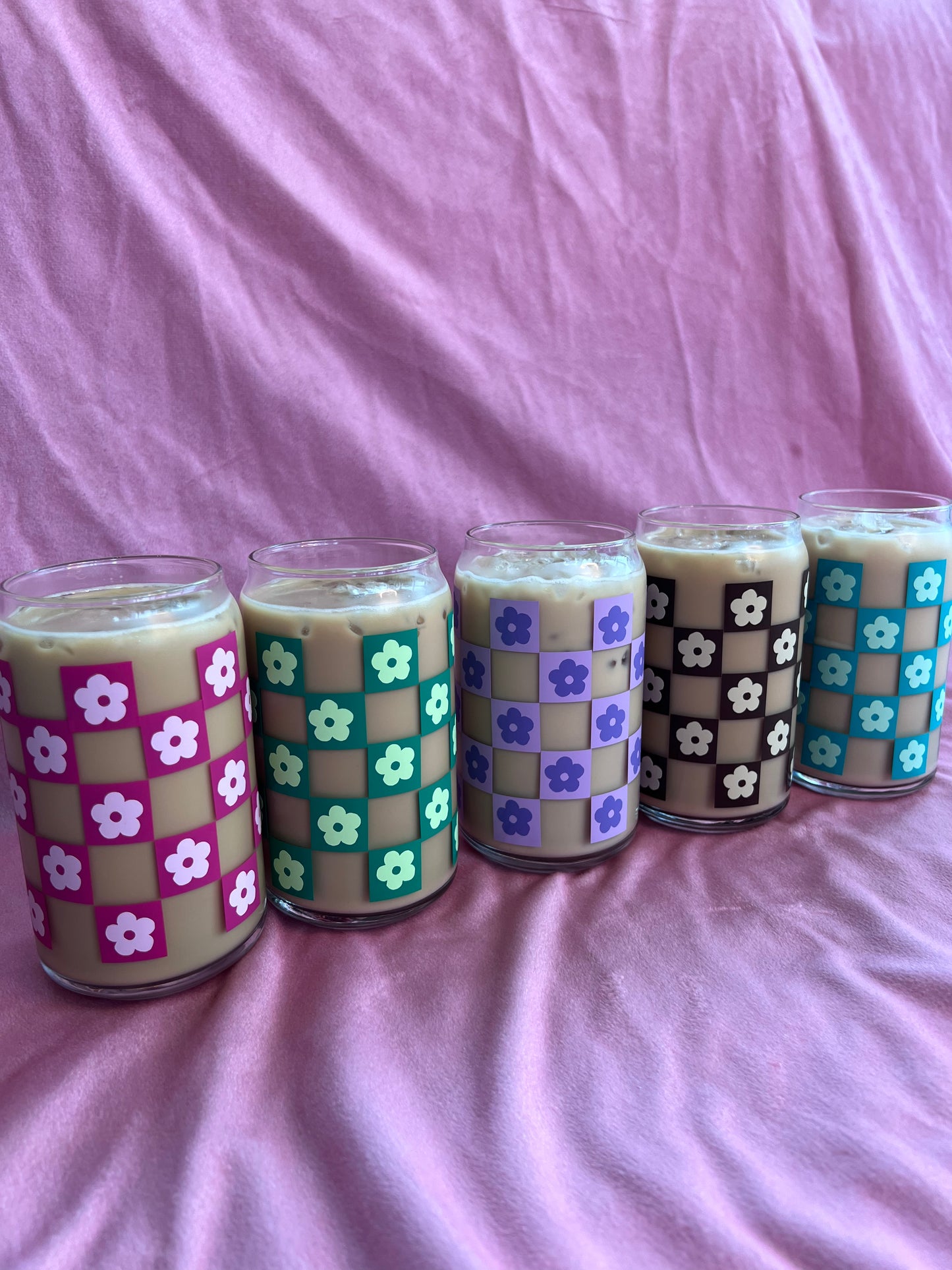 Flower Checkered Glass