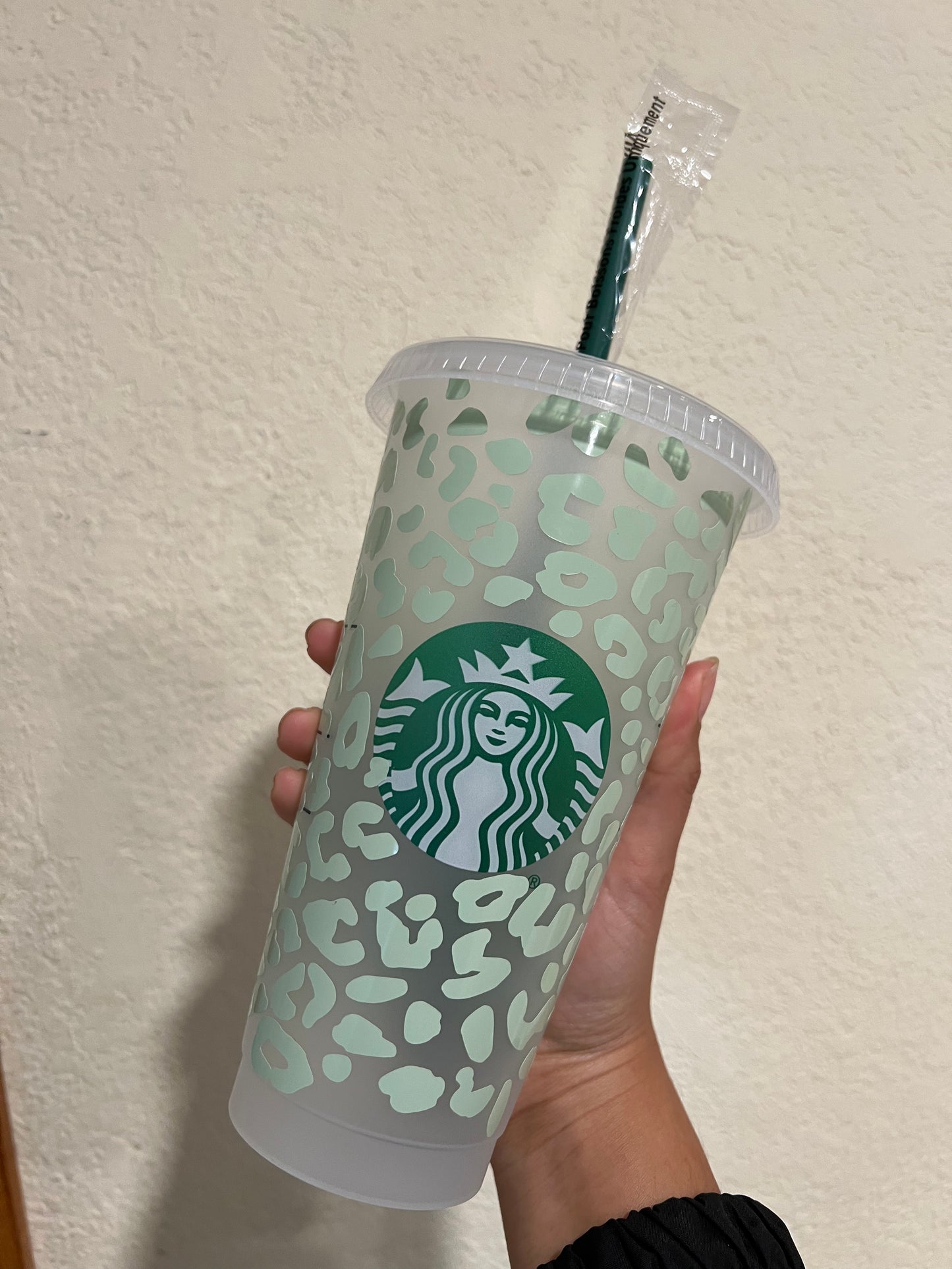 Sage Green Cheetah Starbucks Tumbler