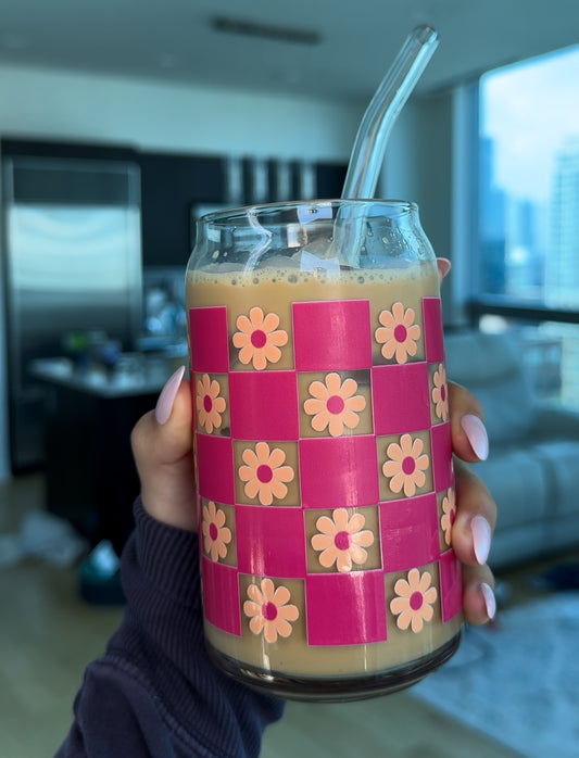 Flower Checked Glass