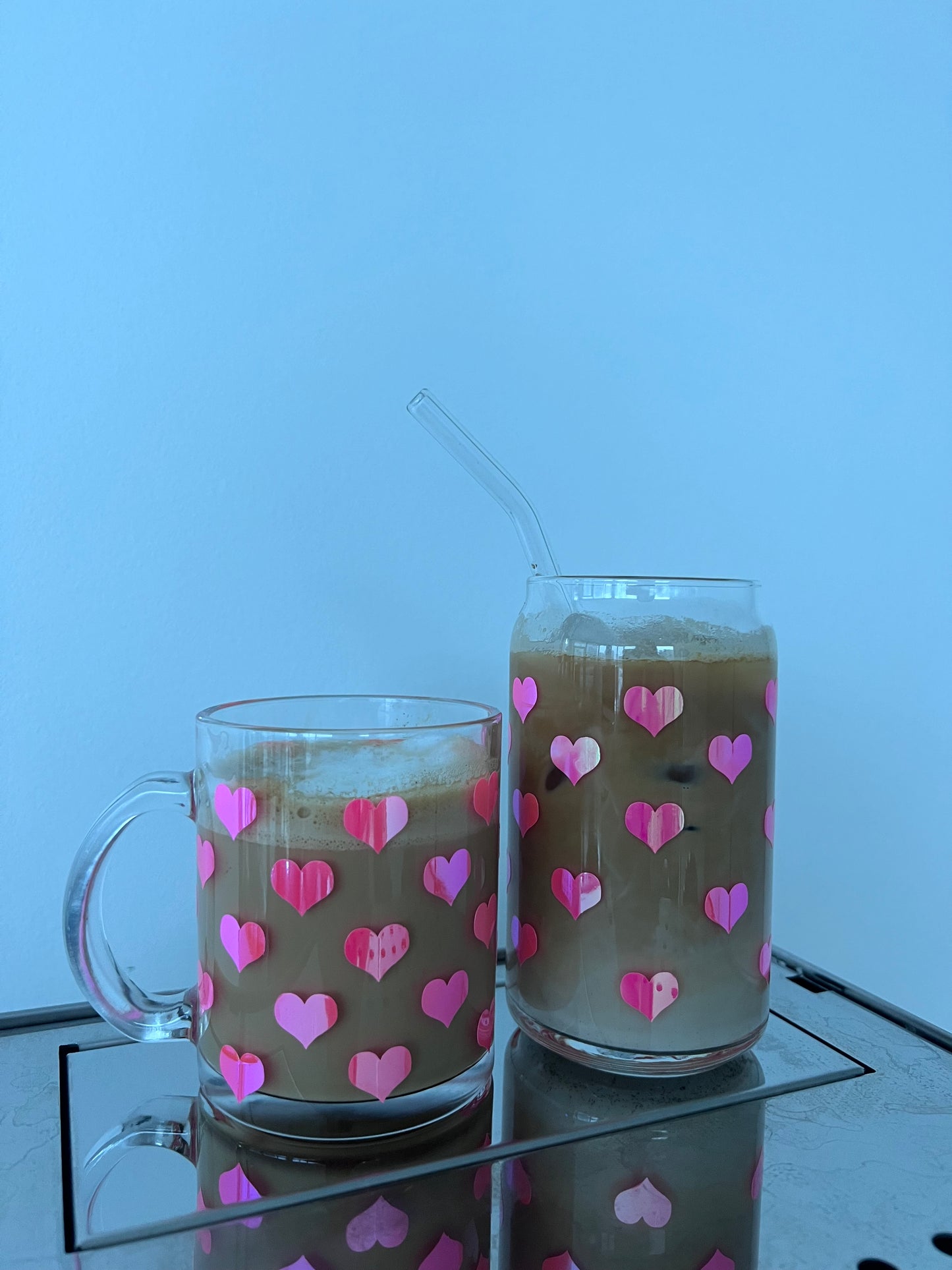 Heart Iced Coffee Glass or Mug