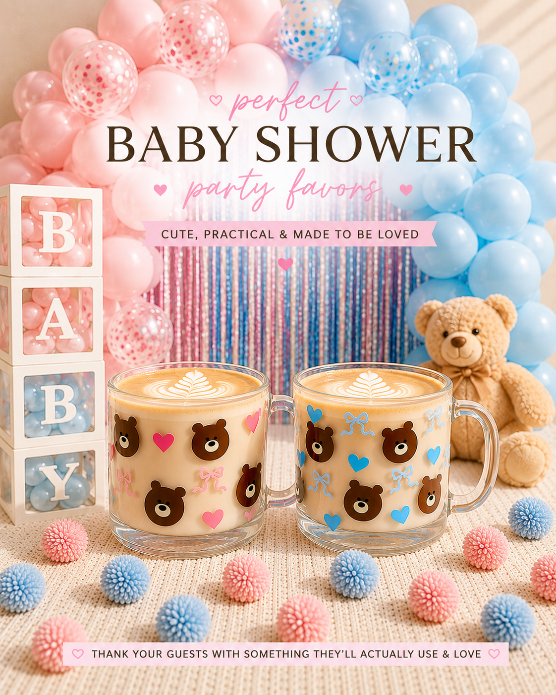 Bear Mug with hearts and bows
