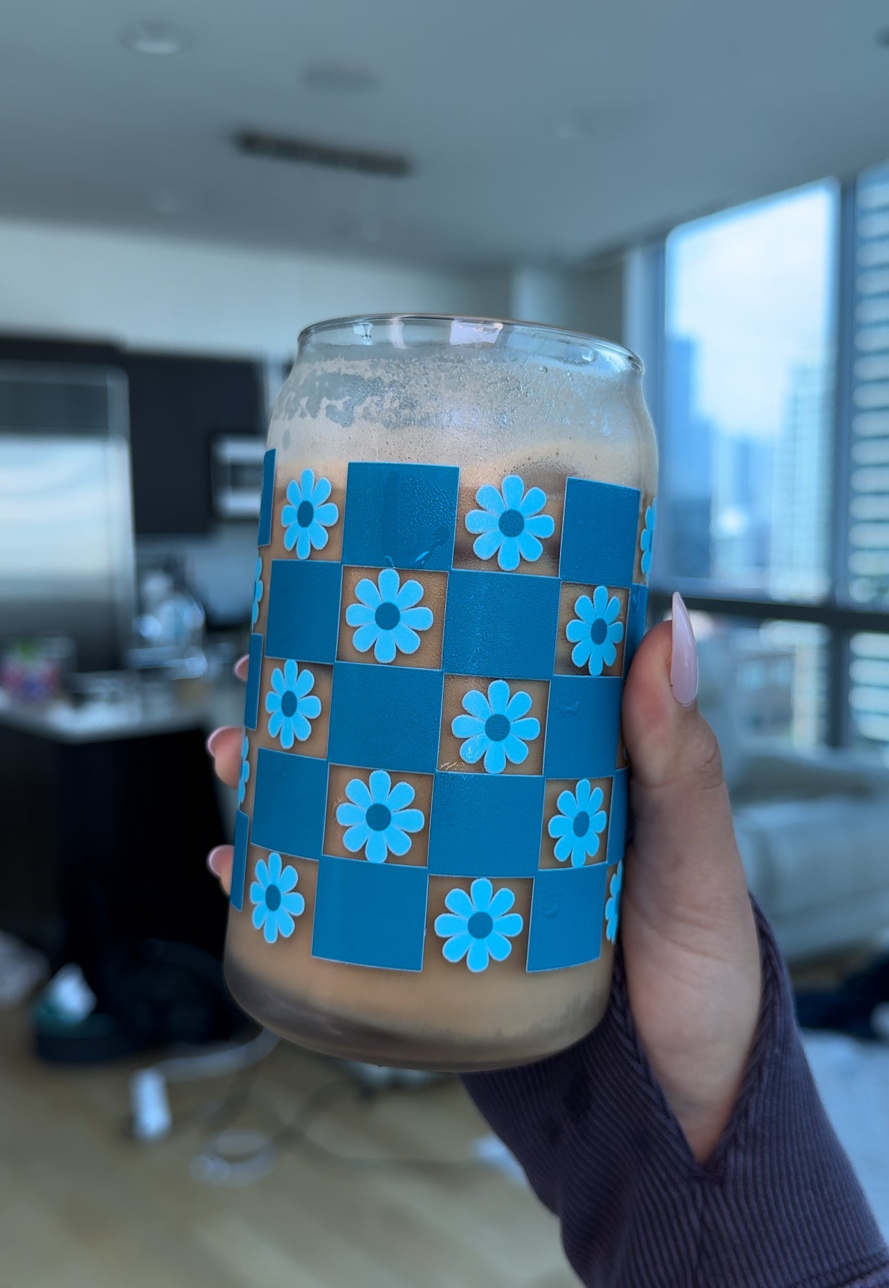 Flower Checked Glass