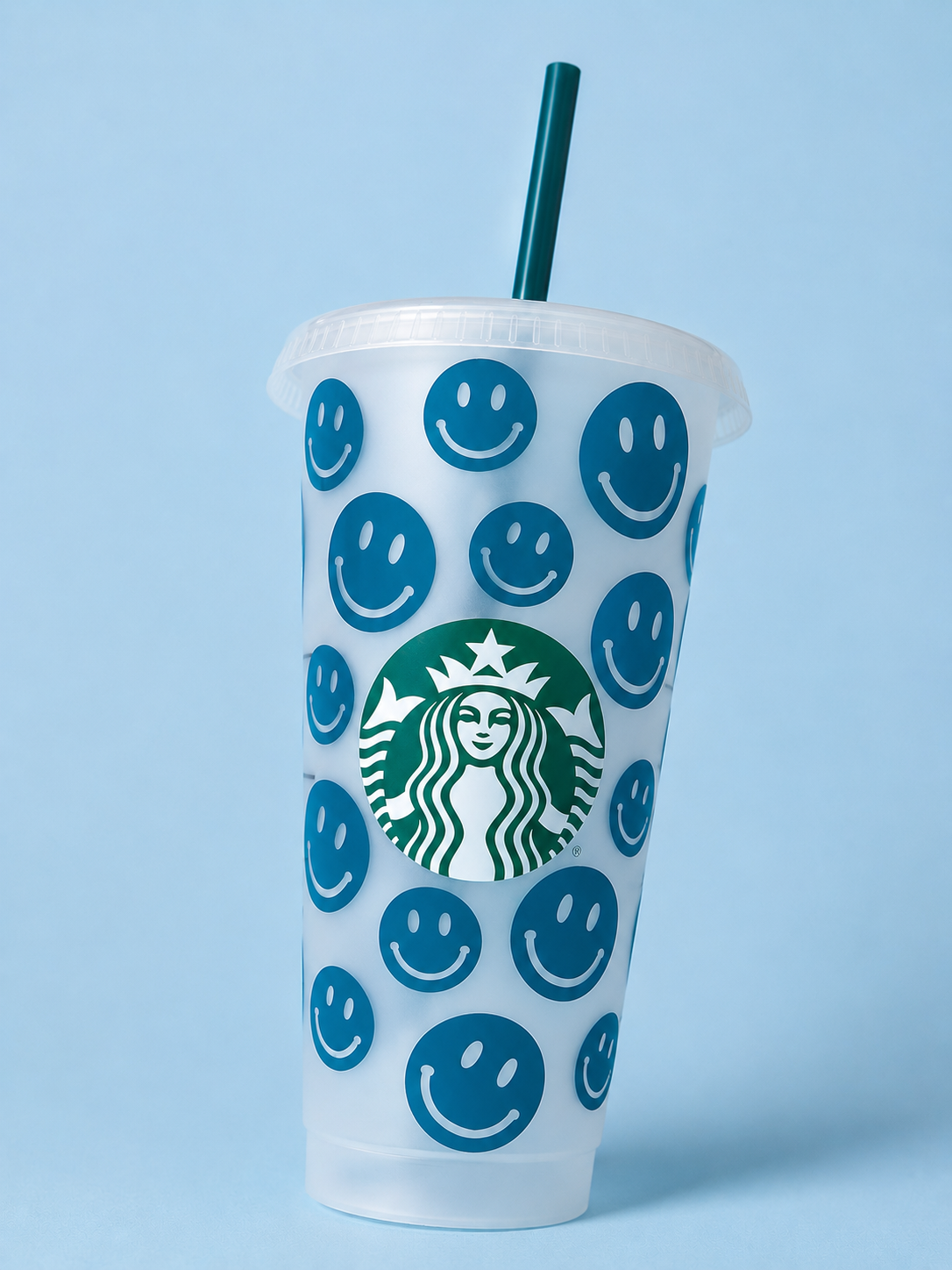 Blue Smiley Face Starbucks Tumbler