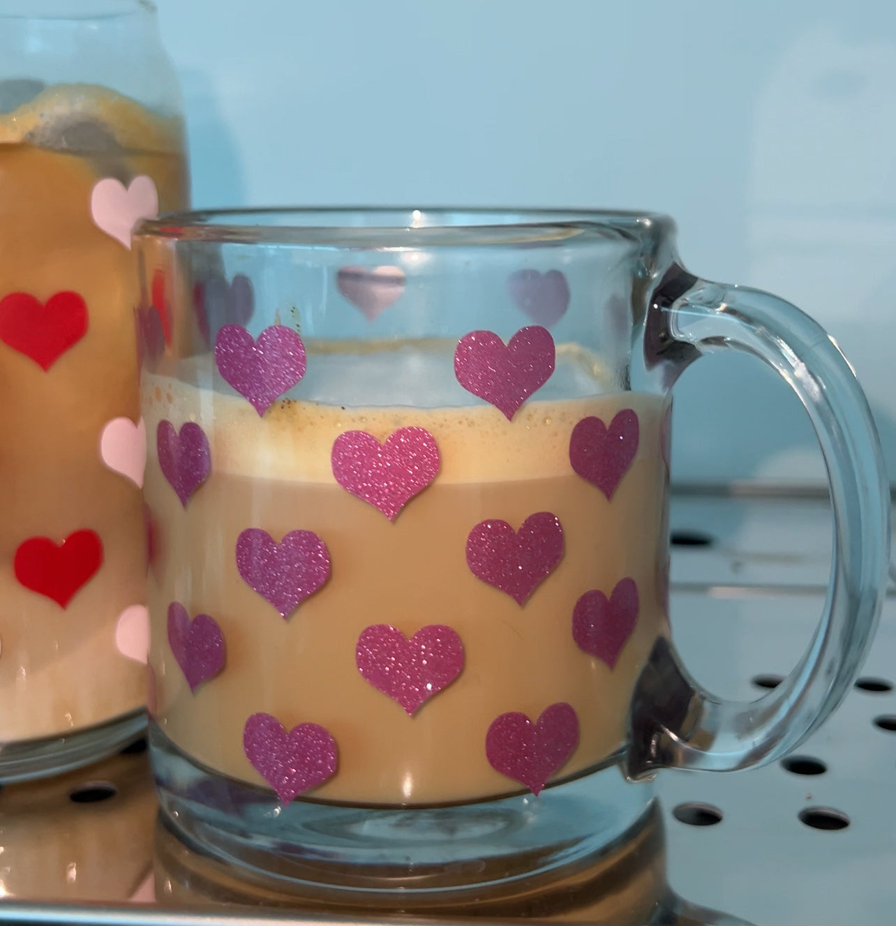 Heart Iced Coffee Glass or Mug