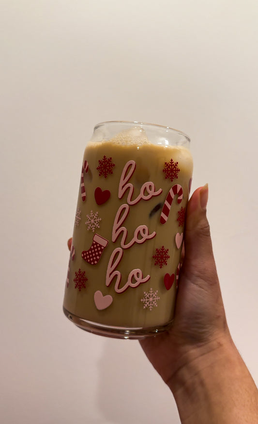 Ho Ho Ho Holiday Iced Coffee Glass
