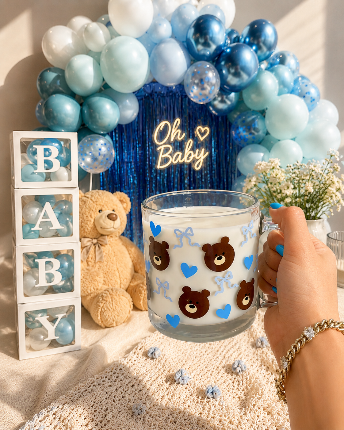 Bear Mug with hearts and bows