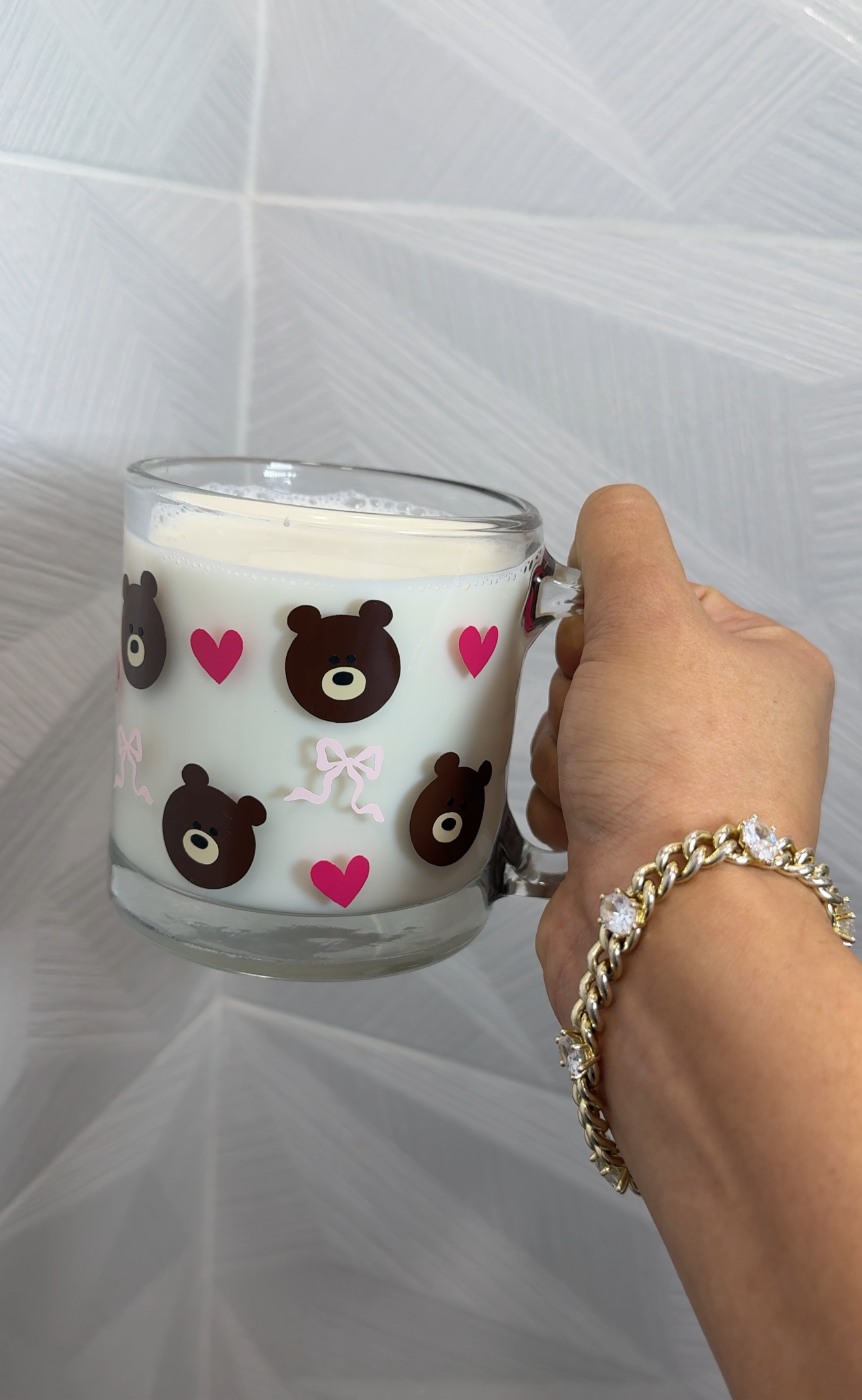 Bear Mug with hearts and bows