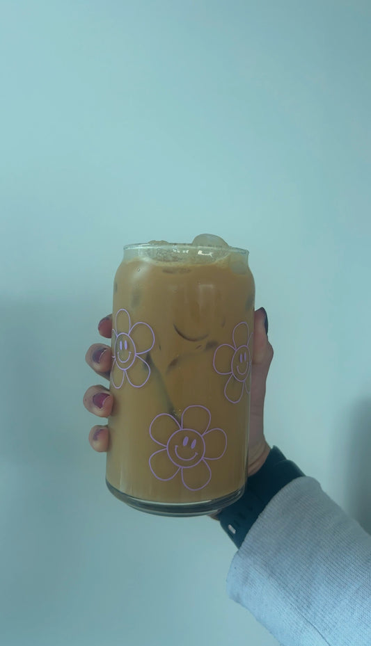 Smiley Face Flower Glass