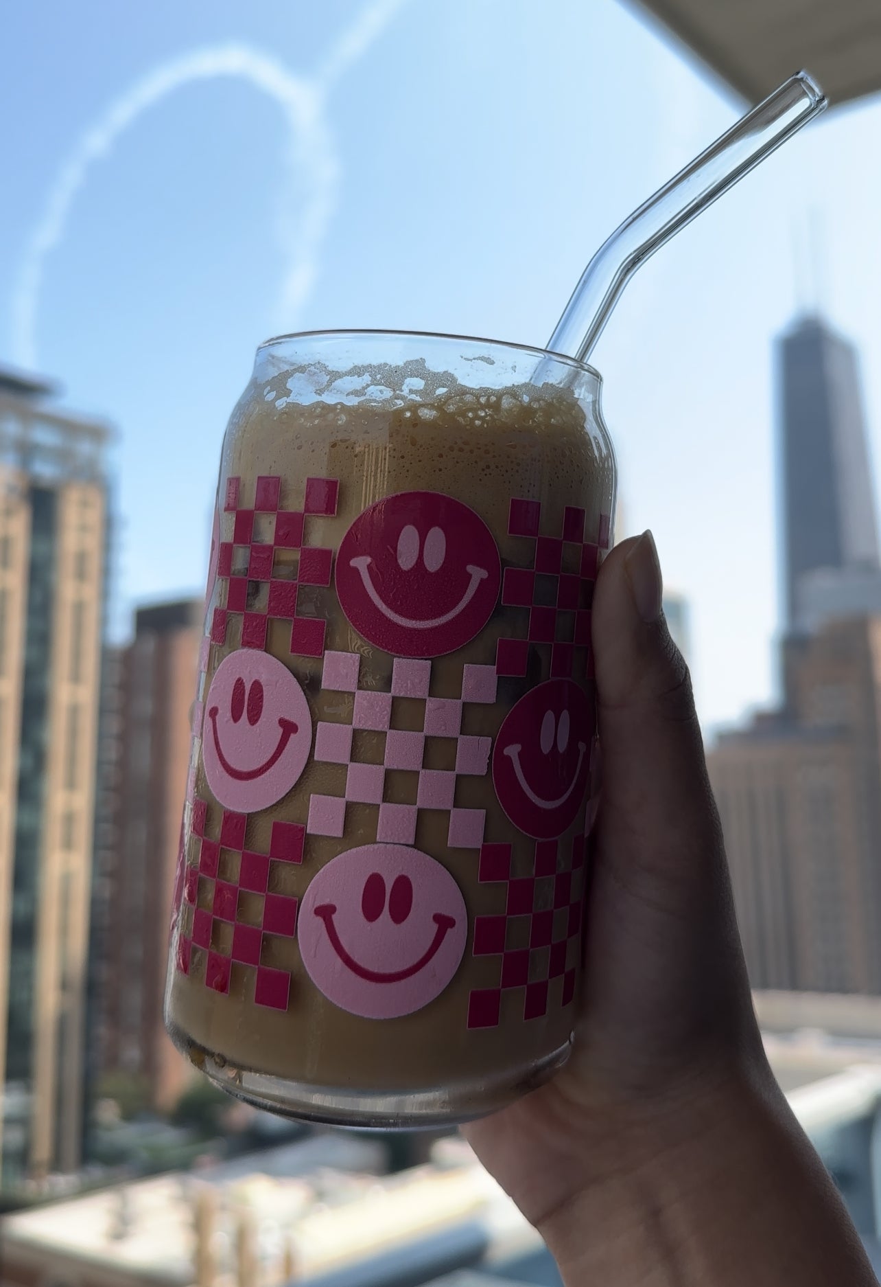 Smiley Face Checkered Glass