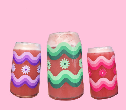 Daisy Squiggly Line Glass