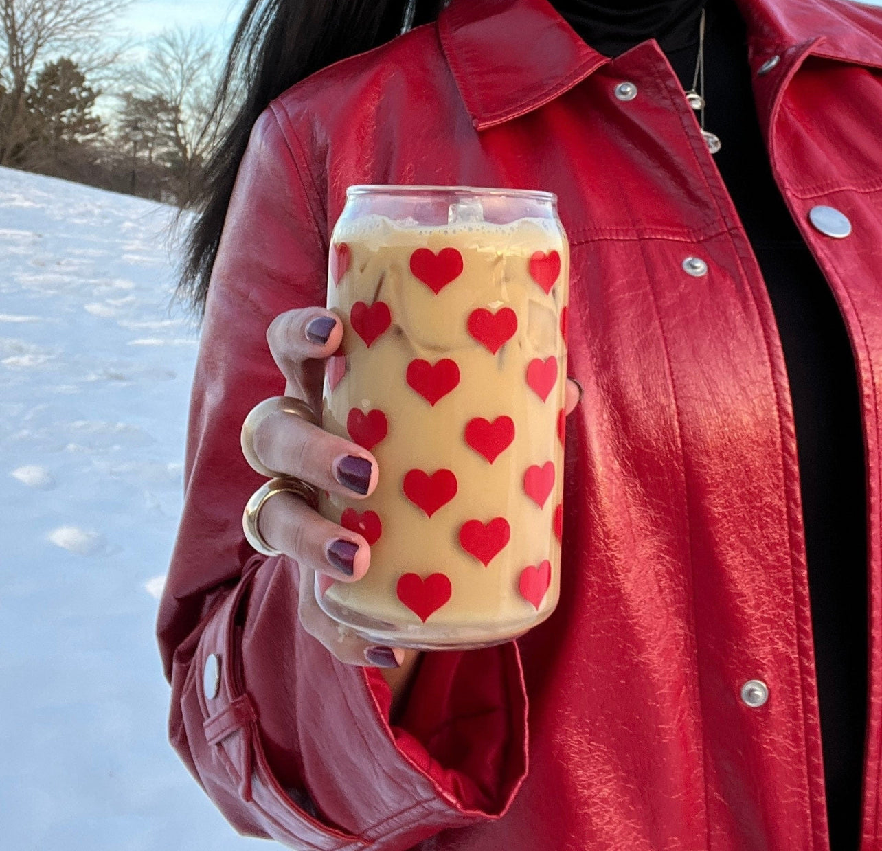 Heart Iced Coffee Glass or Mug