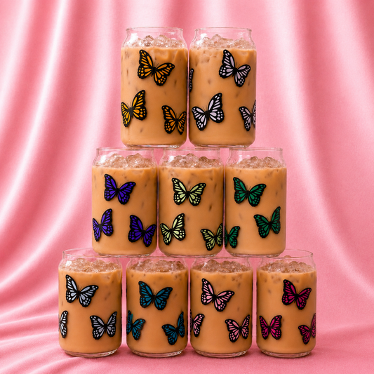 Butterfly Iced Coffee Glass