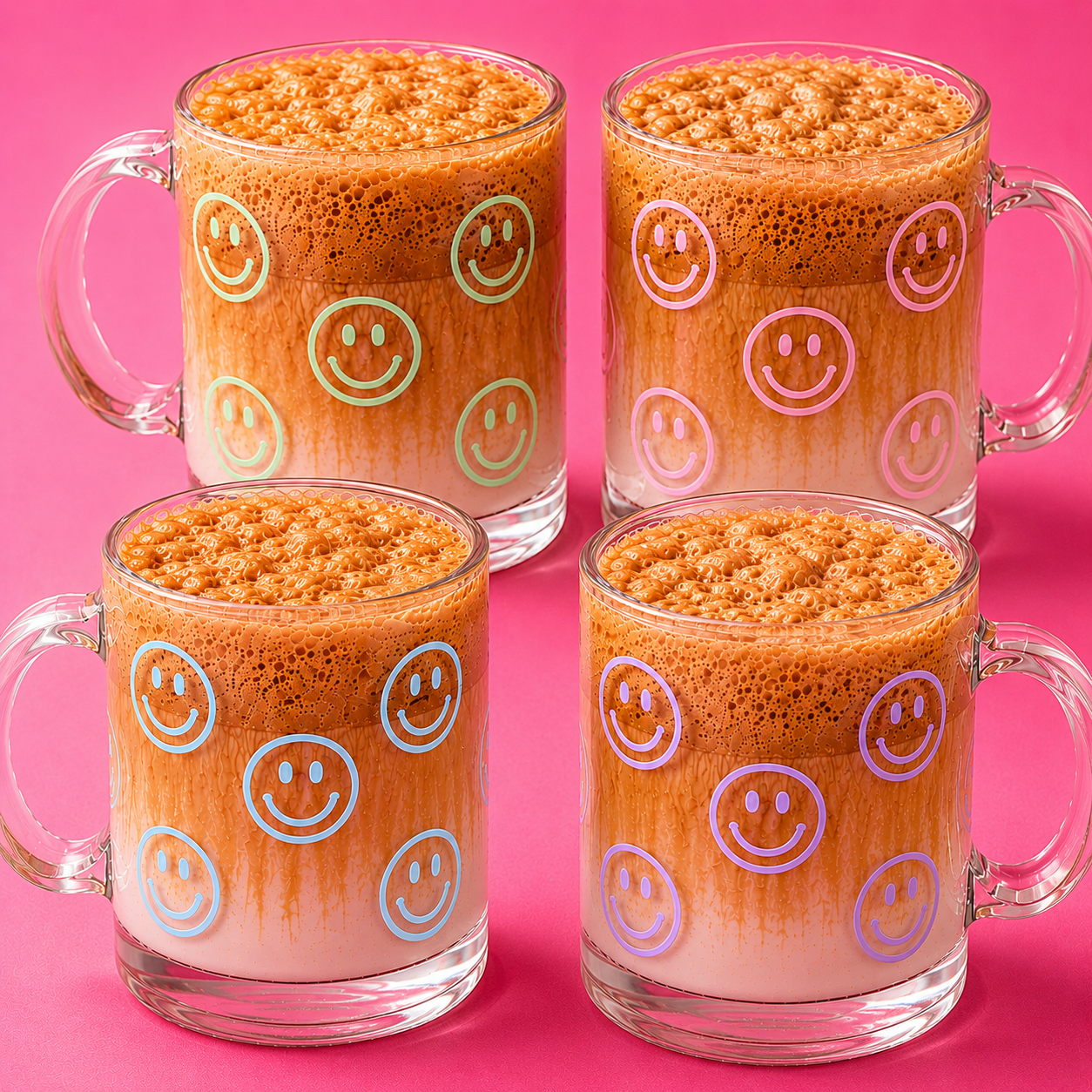 Smiley Face Outline Glass Mug