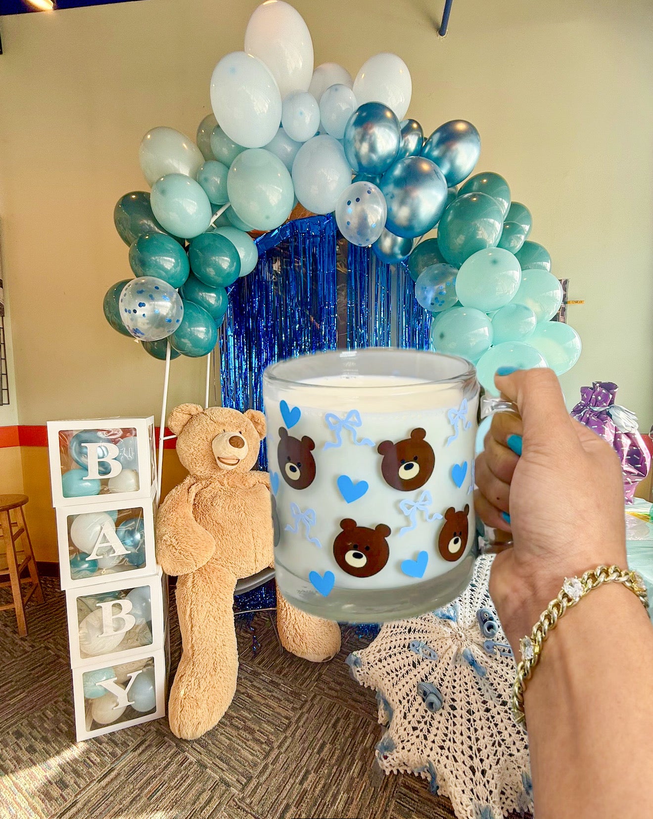 Bear Mug with hearts and bows