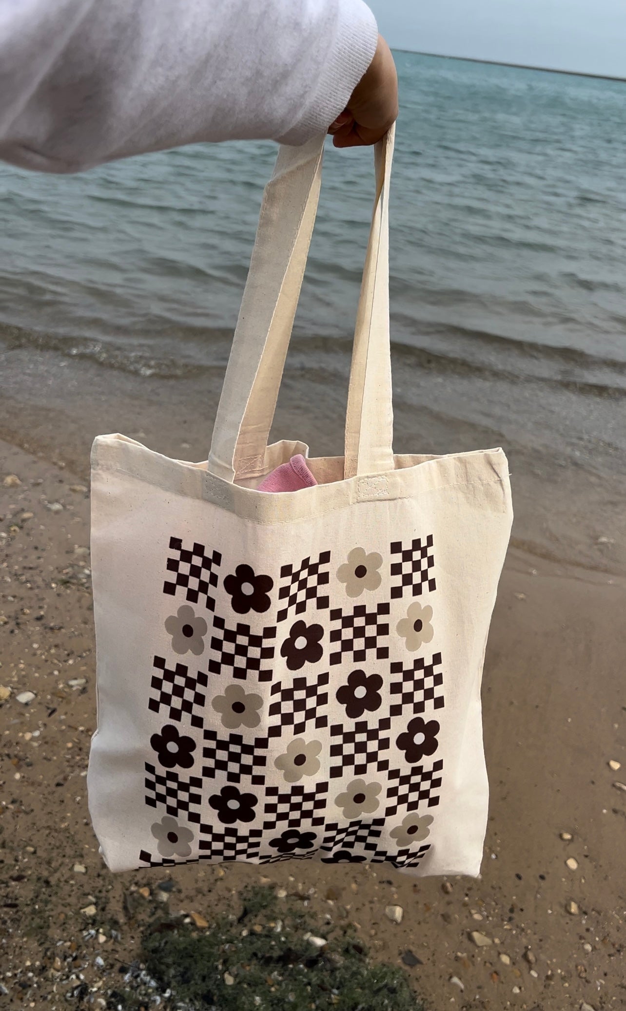 Flower Checkered Tote