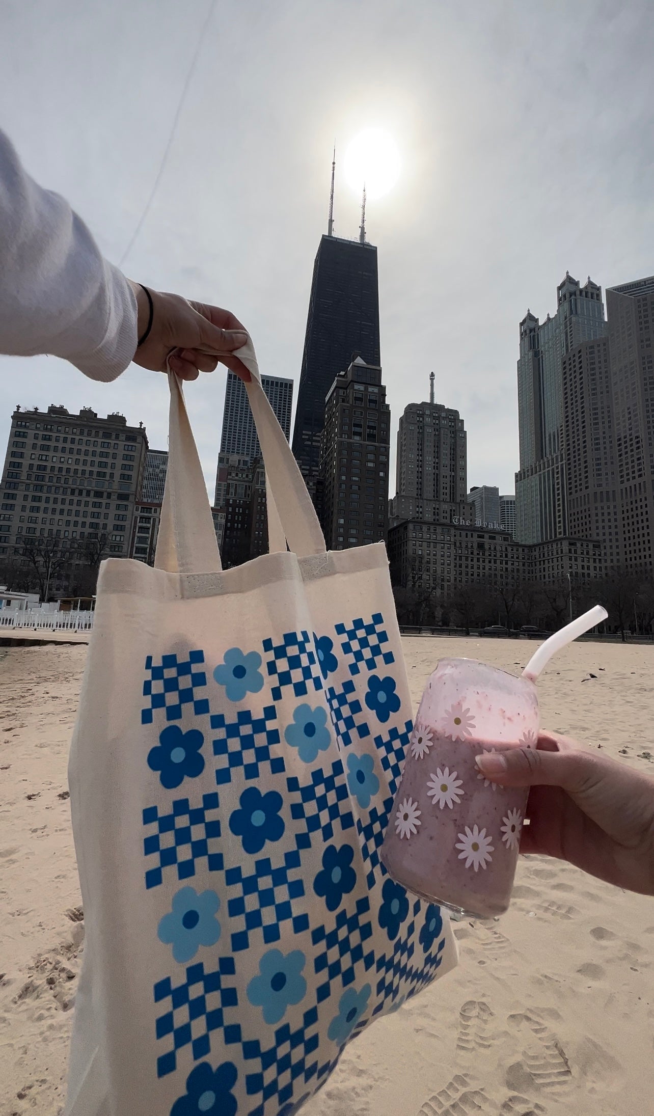 Flower Checkered Tote