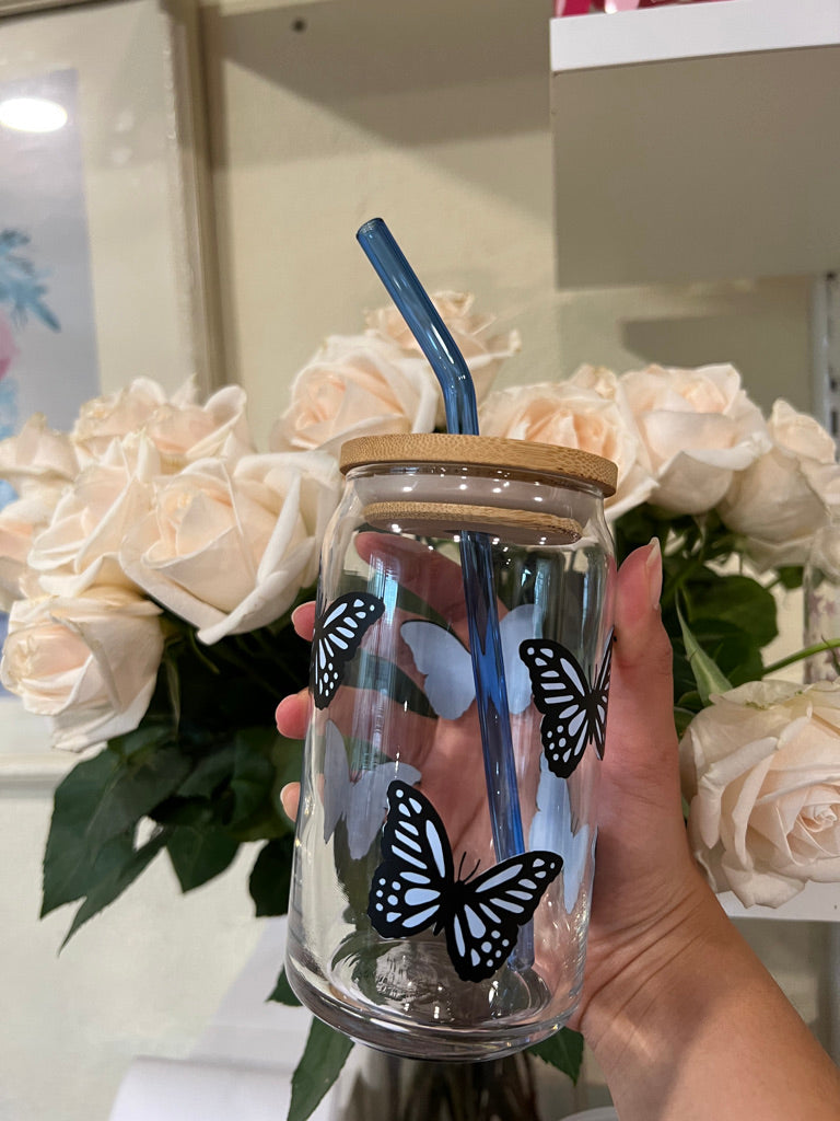 Butterfly Iced Coffee Glass