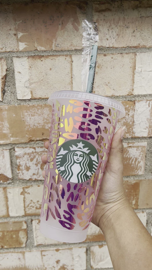Holographic Cheetah Starbucks Tumbler