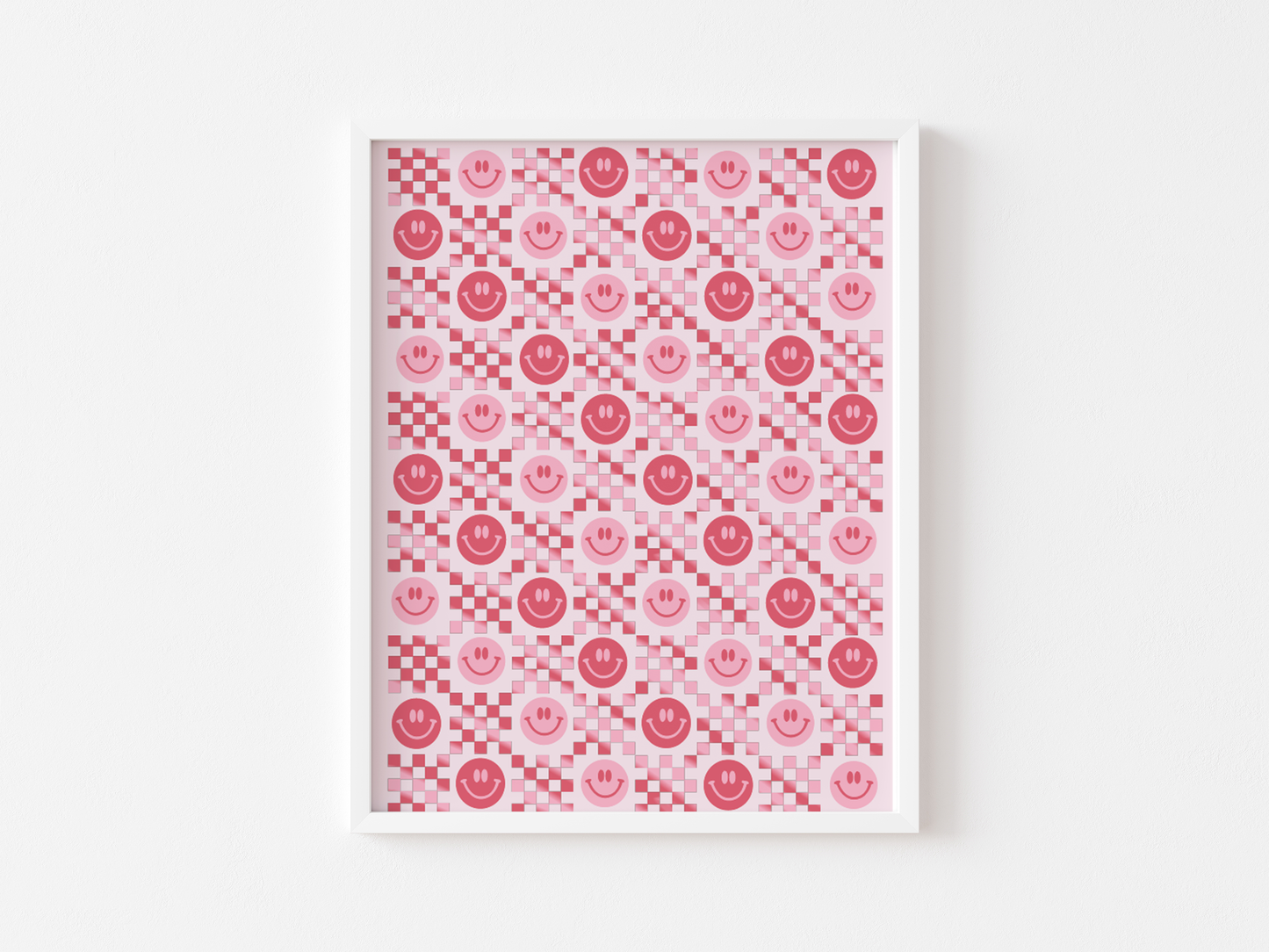Checkered Smiley Face Print