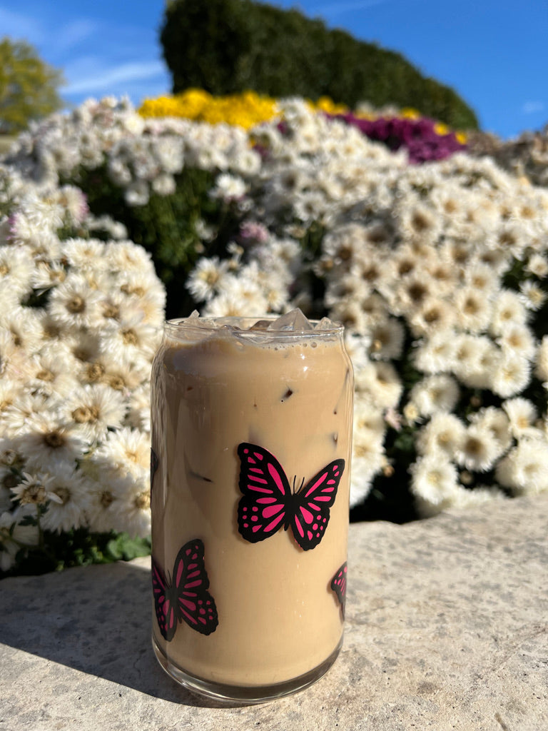 Butterfly Iced Coffee Glass