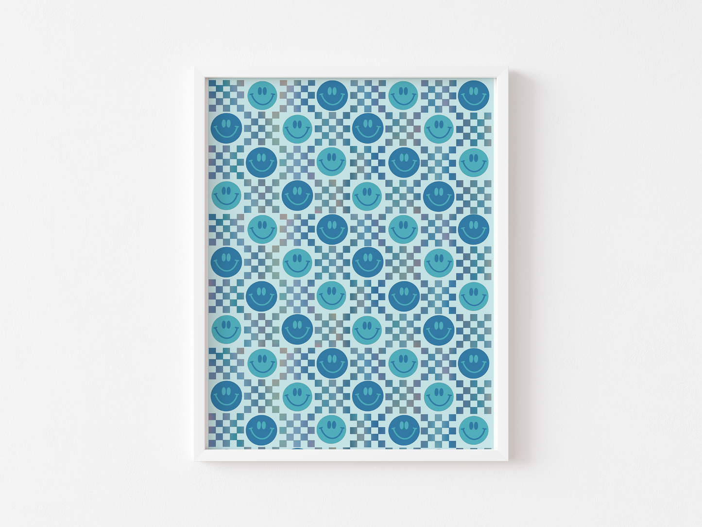 Checkered Smiley Face Print