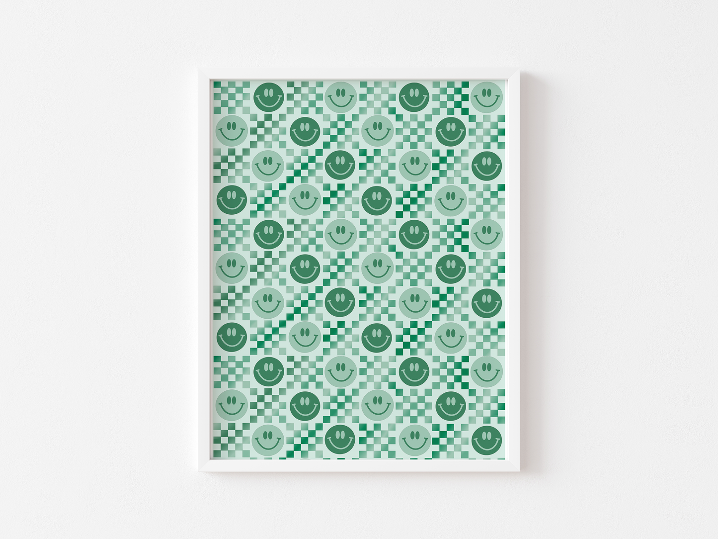Checkered Smiley Face Print