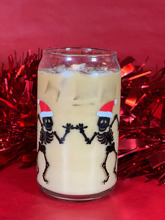 Holiday Skeleton glass coffee cup