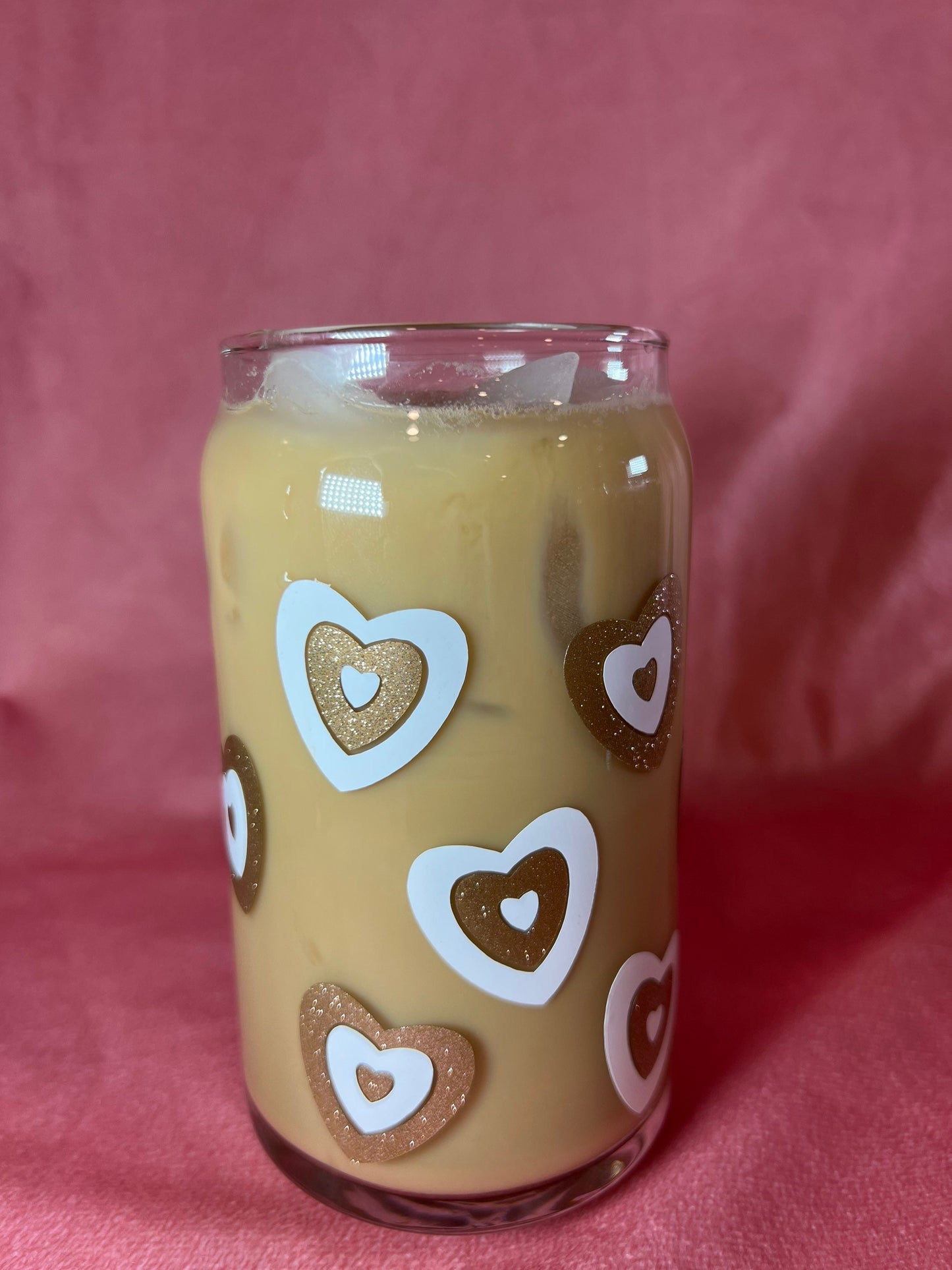 Sparkly Heart Glass Cup | Heart Iced Coffee Cup