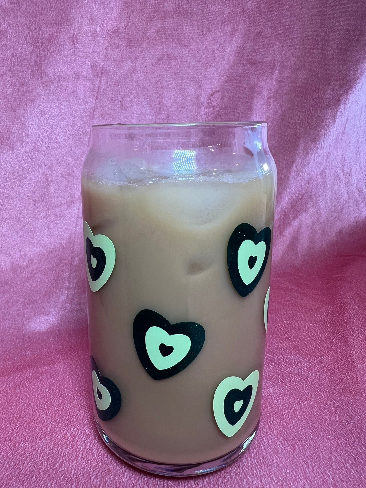 Sparkly Heart Glass Cup | Heart Iced Coffee Cup