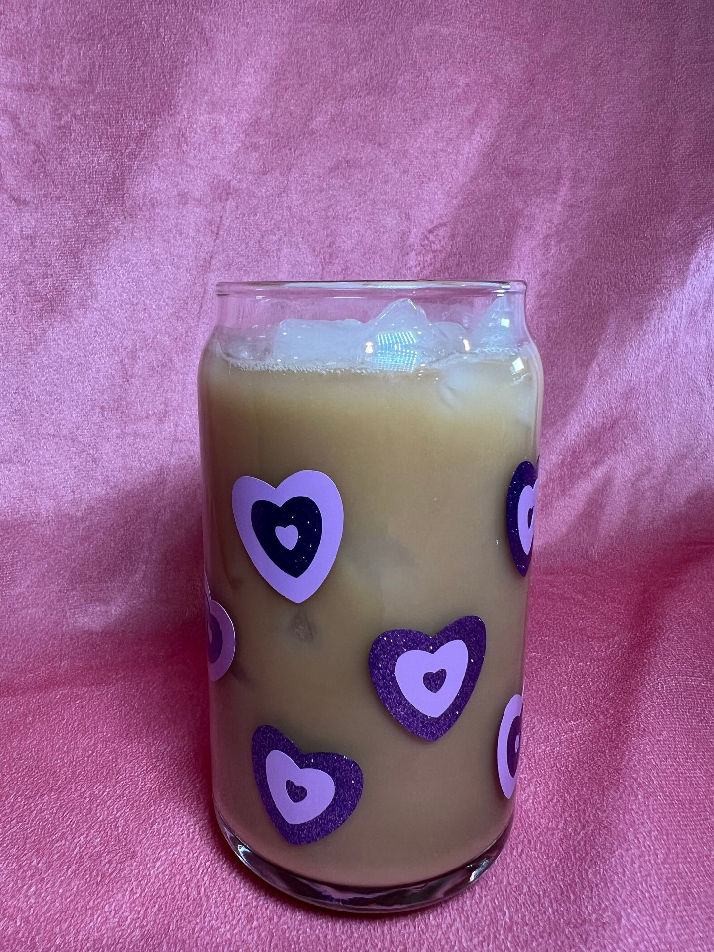 Sparkly Heart Glass Cup | Heart Iced Coffee Cup