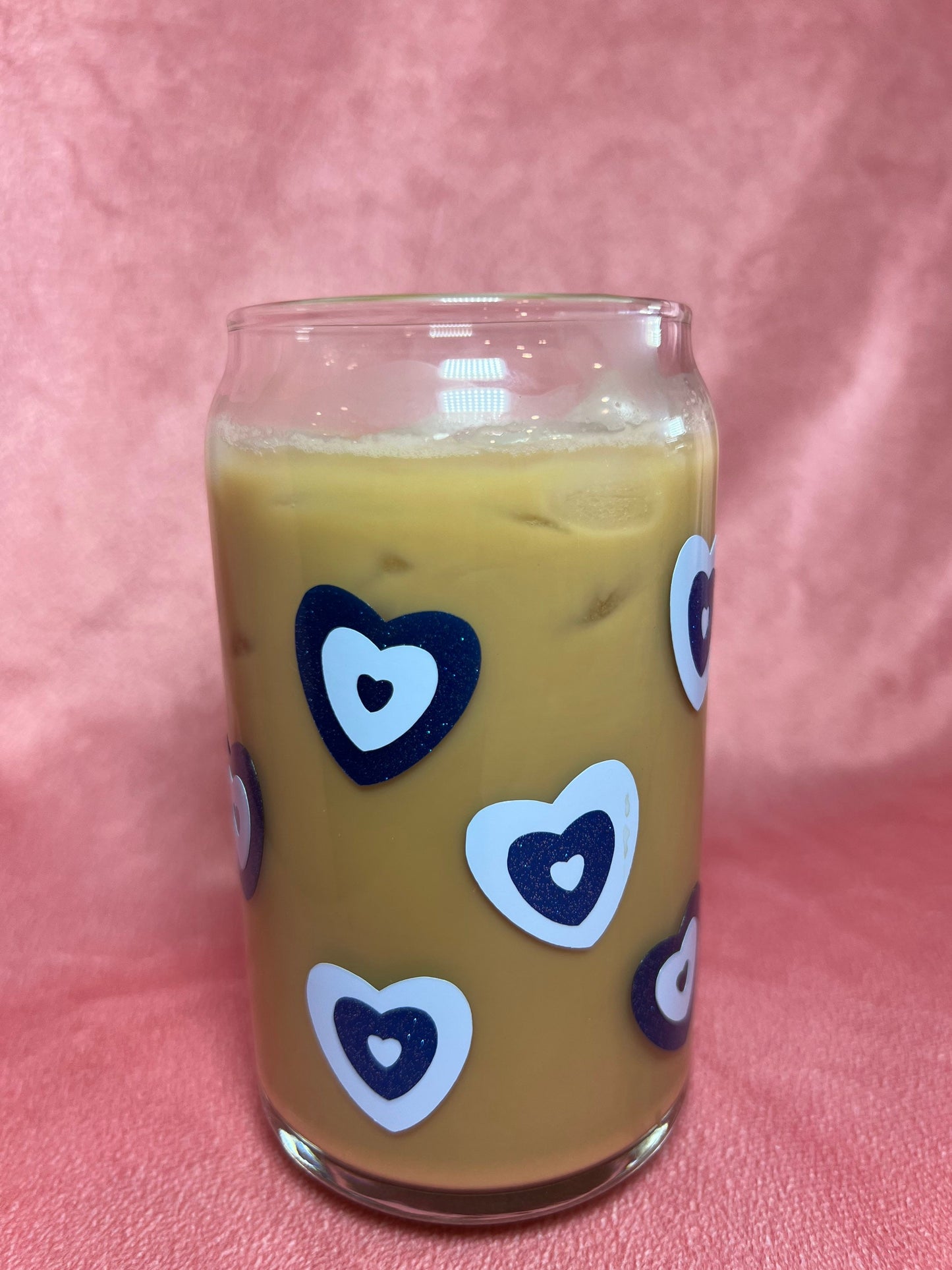 Sparkly Heart Glass Cup | Heart Iced Coffee Cup