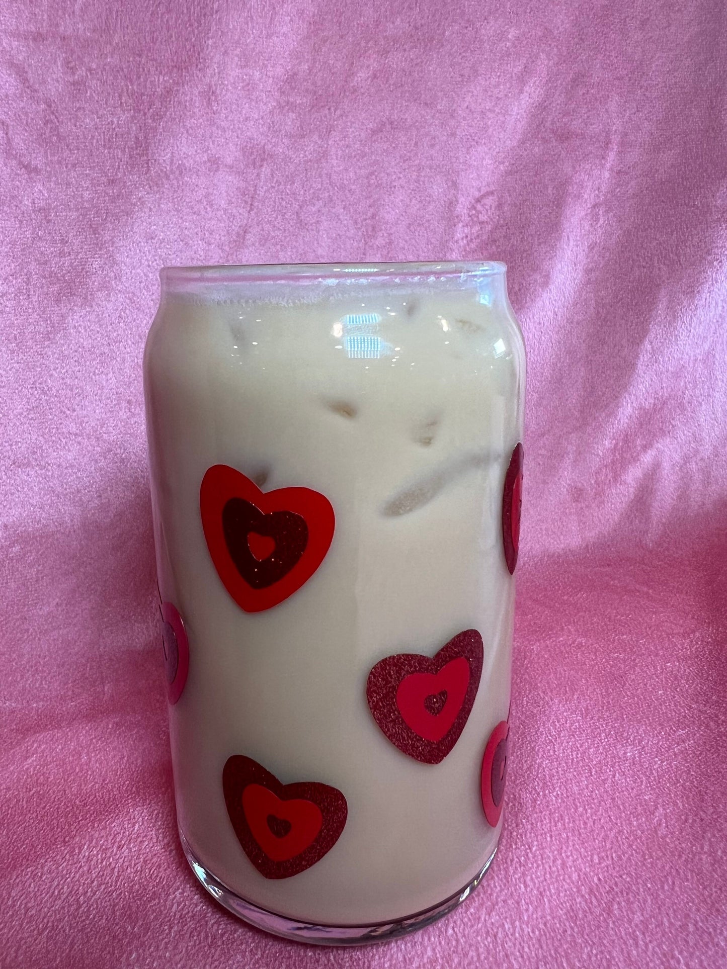 Sparkly Heart Glass Cup | Heart Iced Coffee Cup