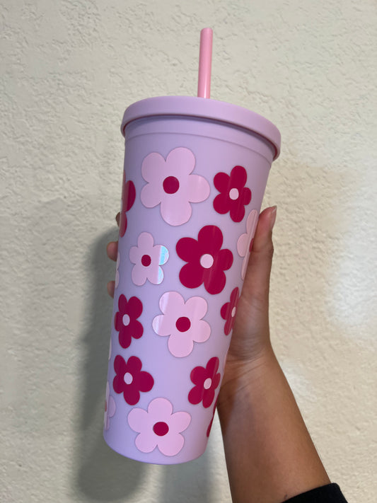 Pink Flower Tumbler