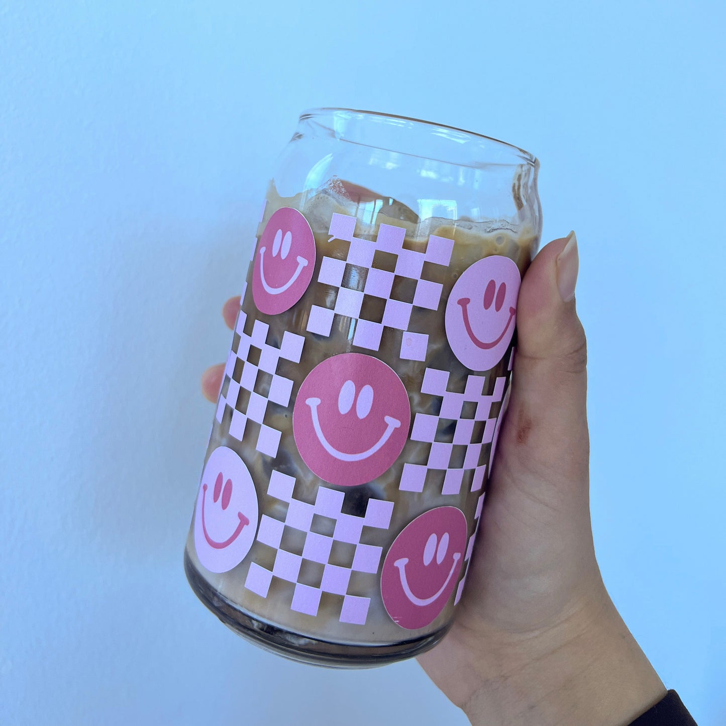 Smiley Face Checkered Glass