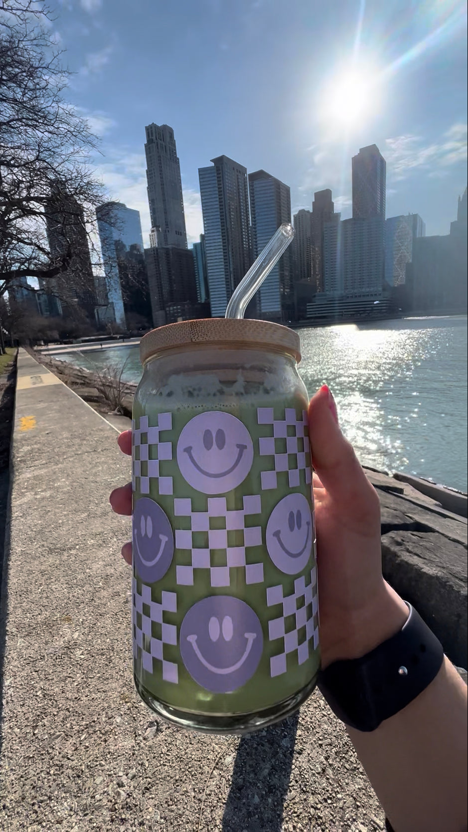 Smiley Face Checkered Glass