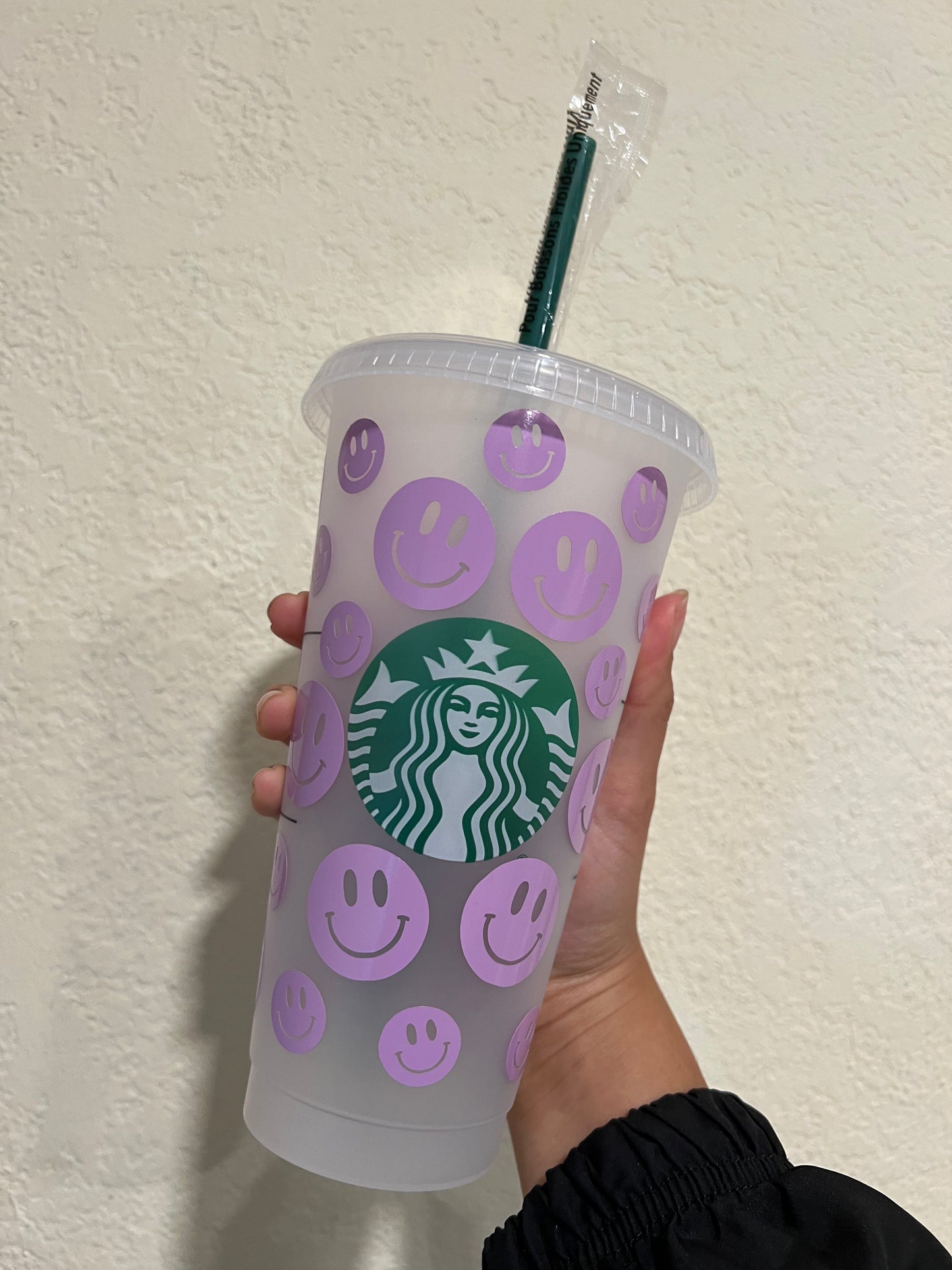 Purple Smiley Face Starbucks Tumbler