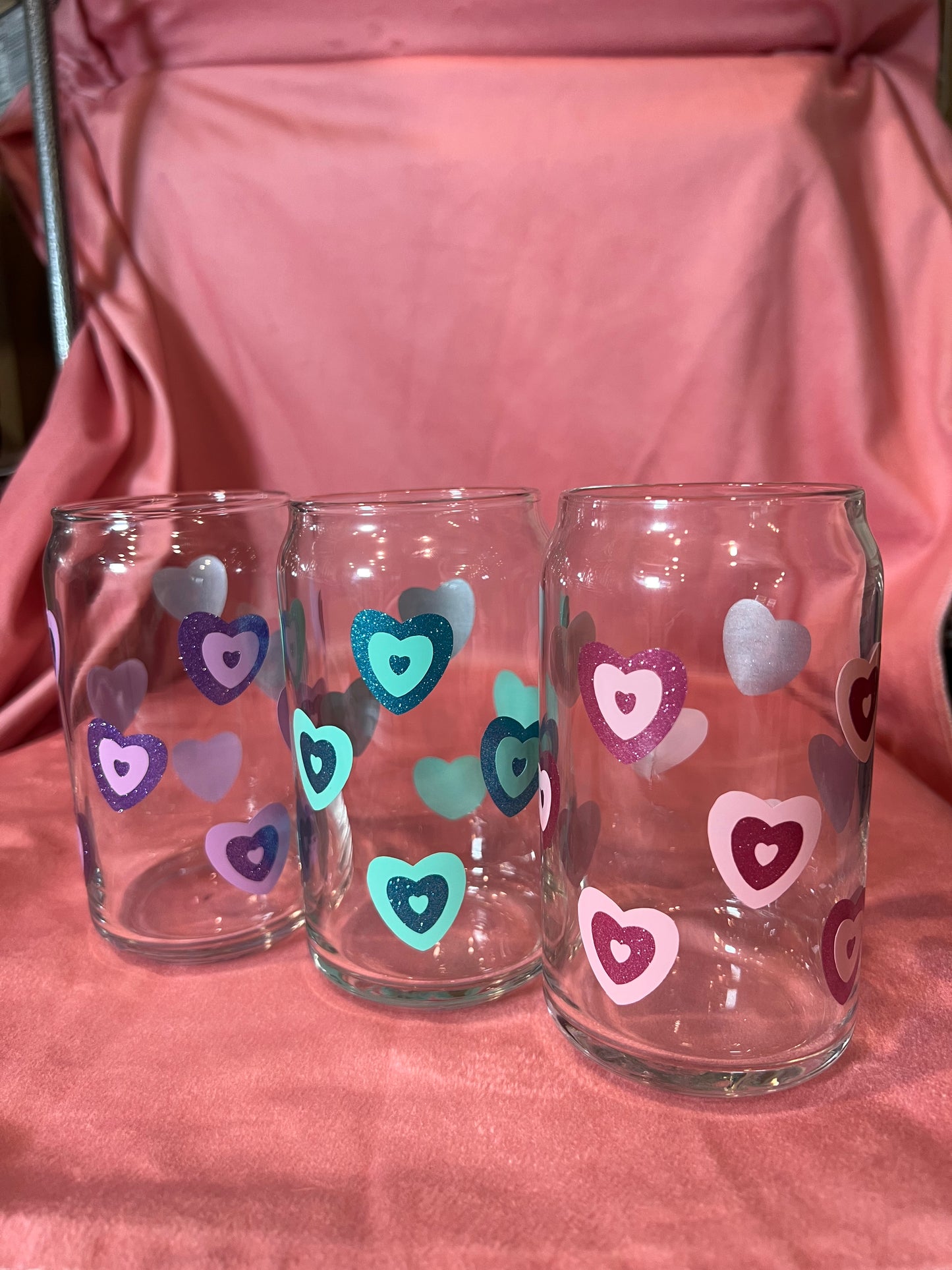 Sparkly Heart Glass Cup | Heart Iced Coffee Cup