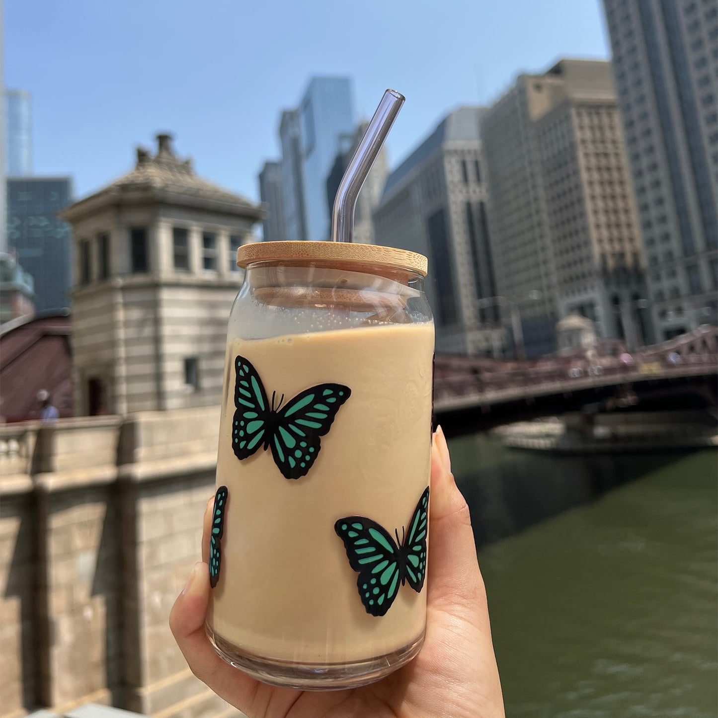 Butterfly Iced Coffee Glass