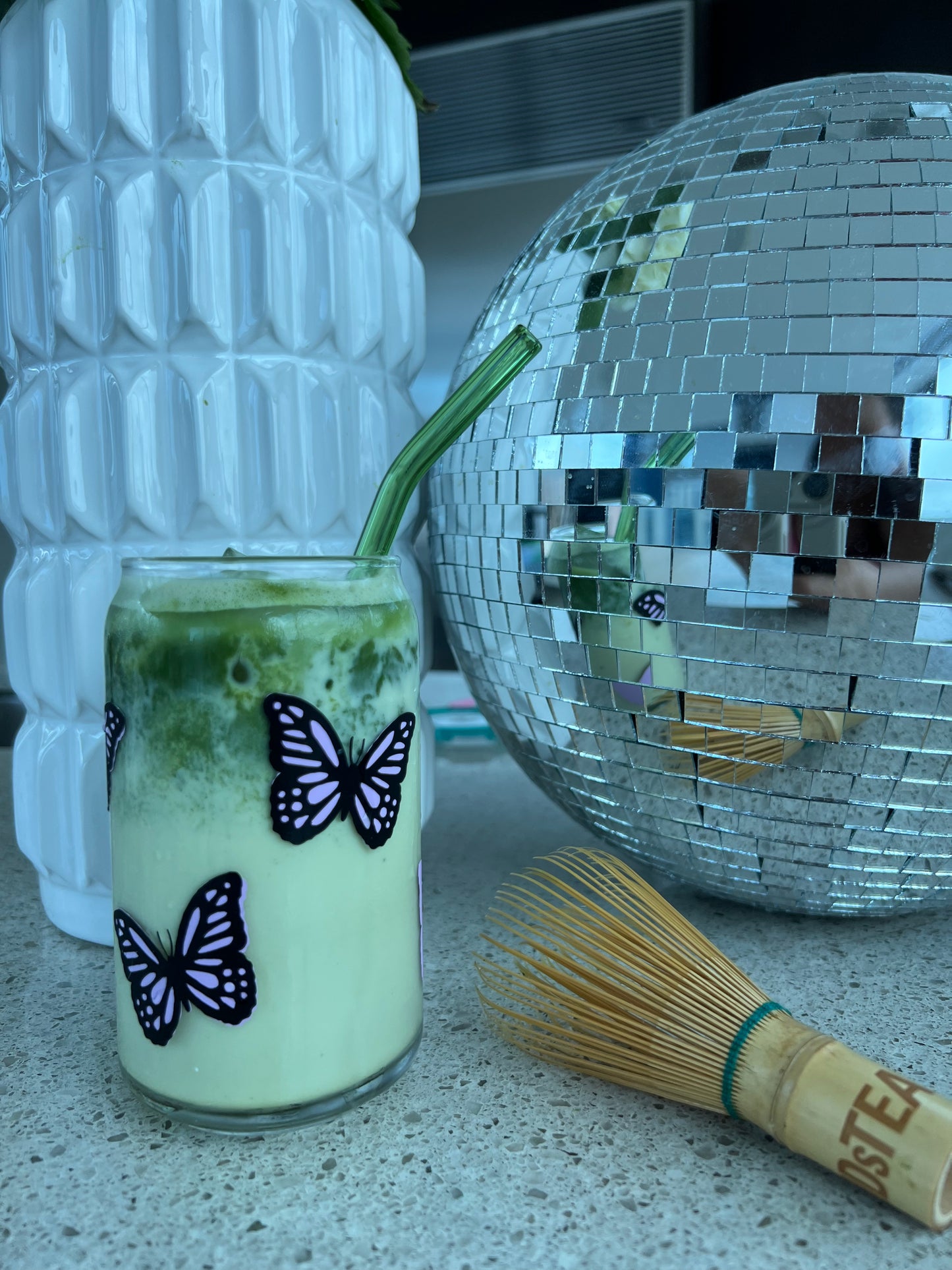 Butterfly Iced Coffee Glass