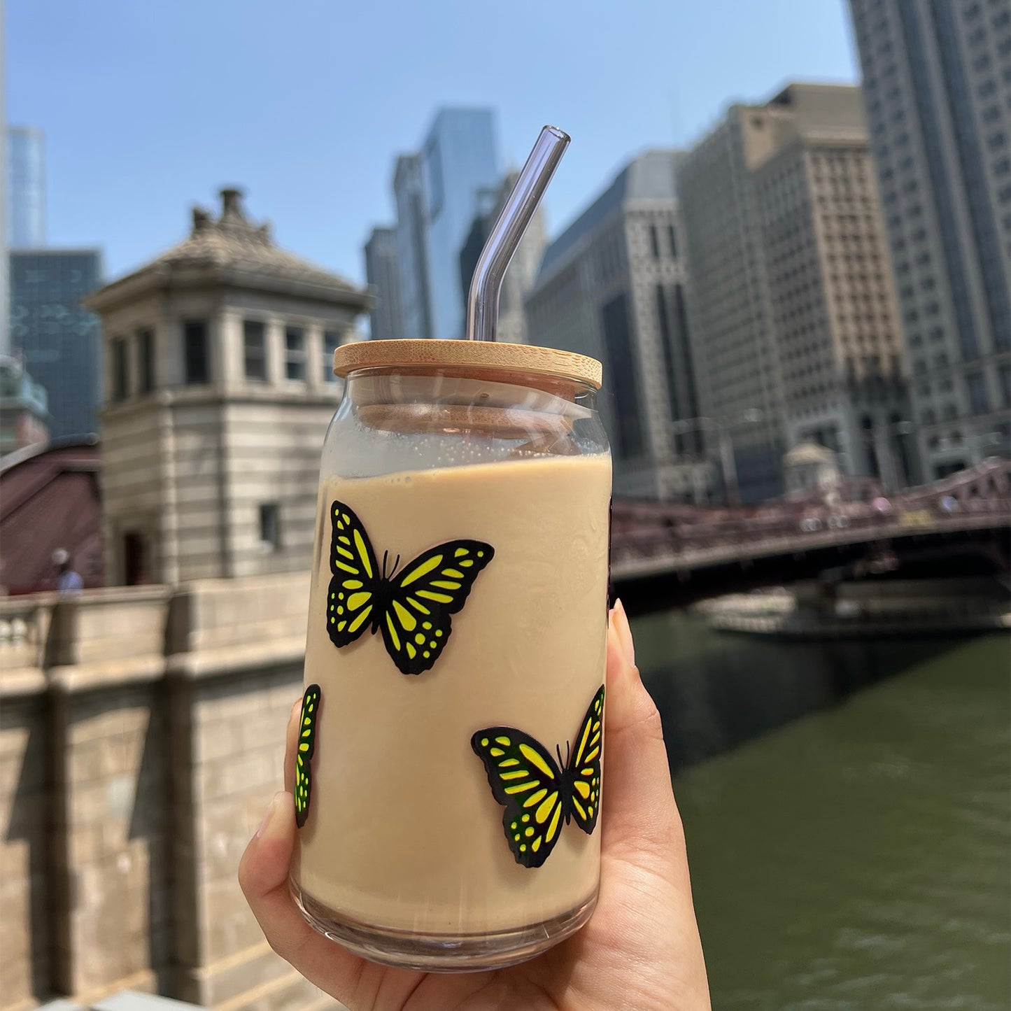 Butterfly Iced Coffee Glass