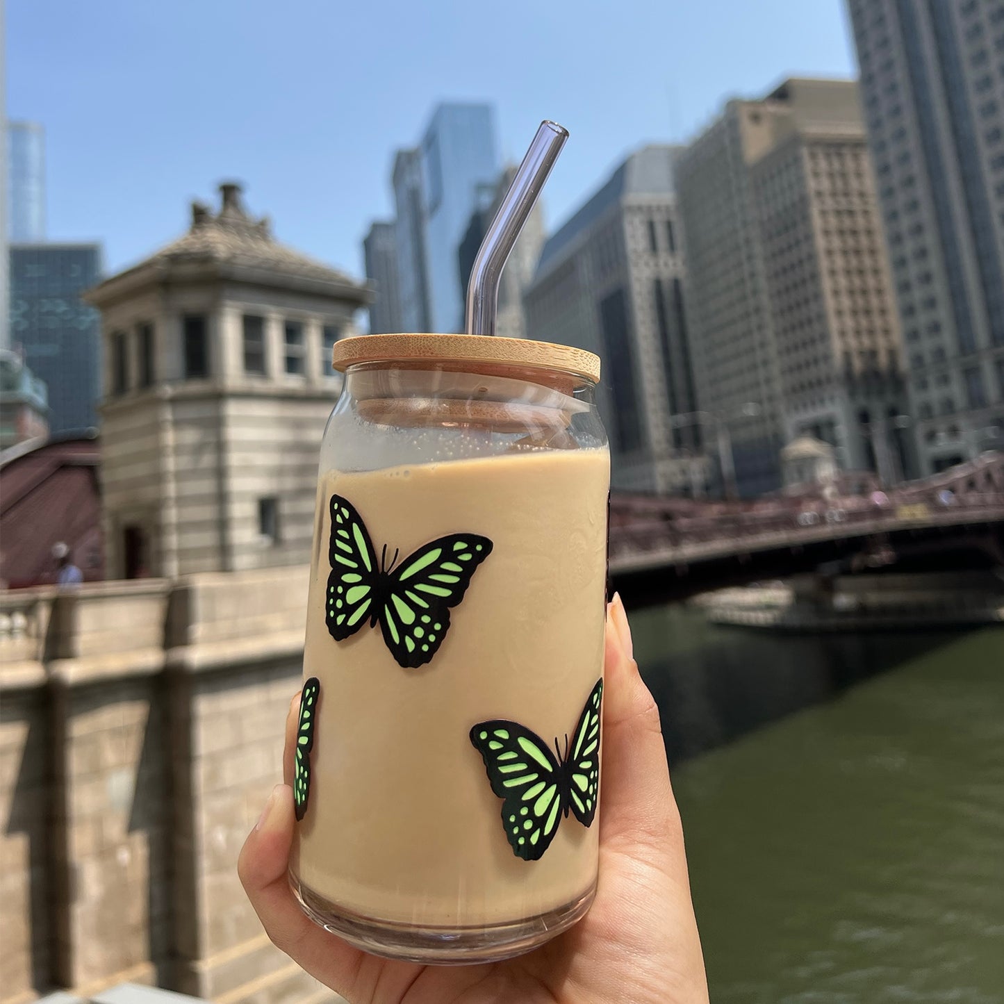 Butterfly Iced Coffee Glass
